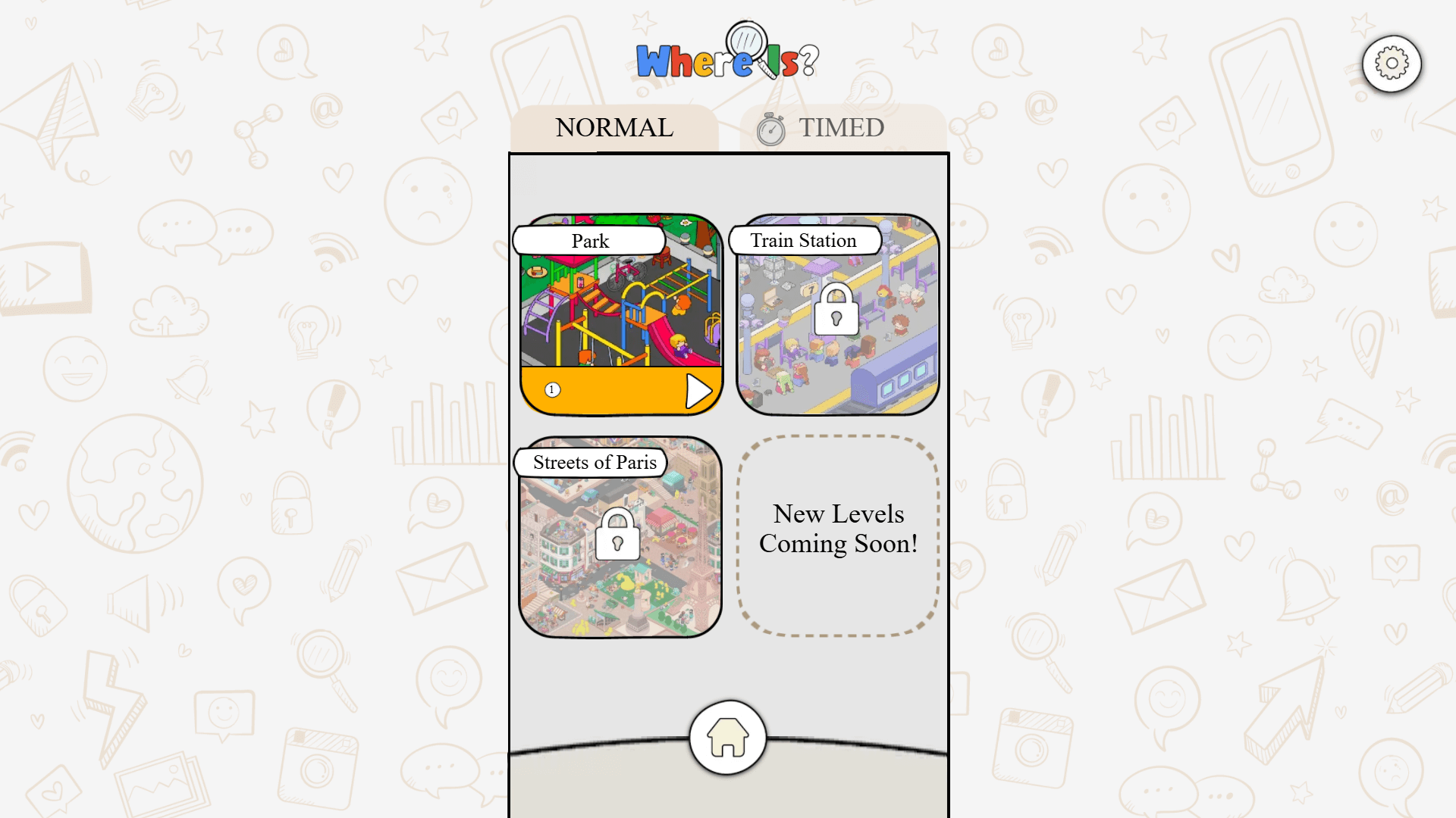 Find Hidden Objects game with hand-drawn artwork and item list