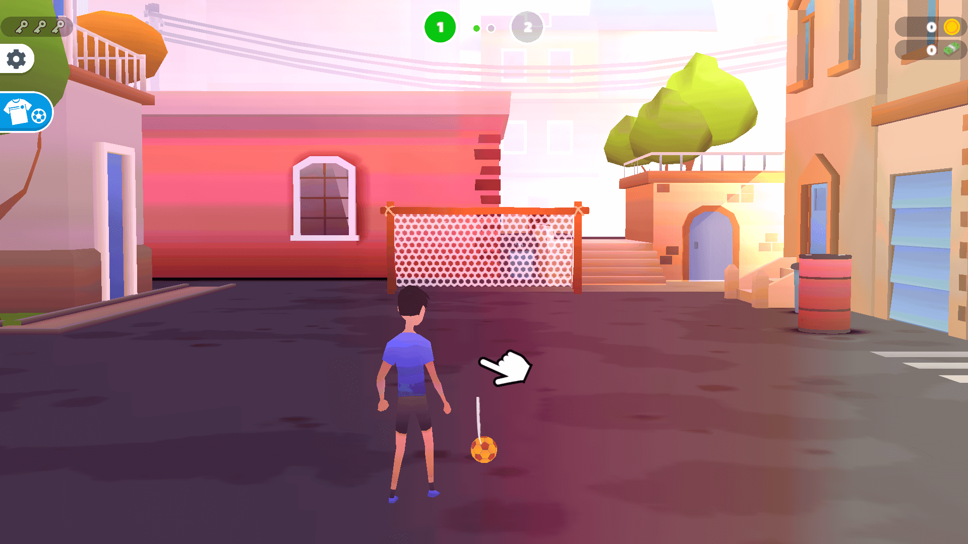 Player drawing a curved path to shoot the ball in Flick Goal gameplay3
