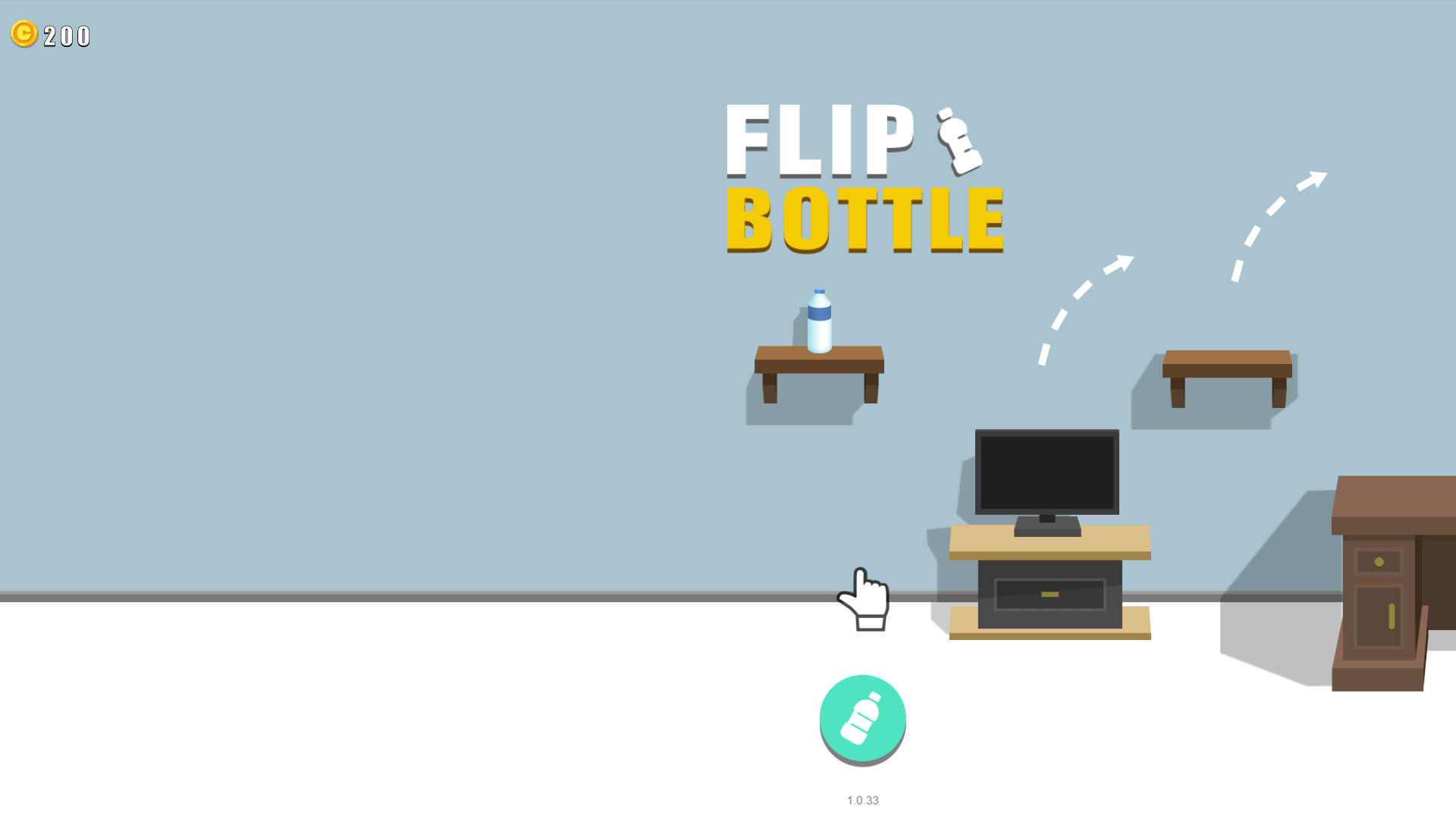 Player flipping a virtual bottle across platforms in Flip Bottle mobile game3