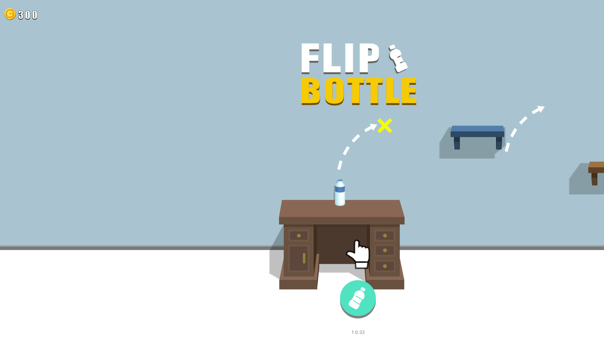 Player flipping a virtual bottle across platforms in Flip Bottle mobile game2