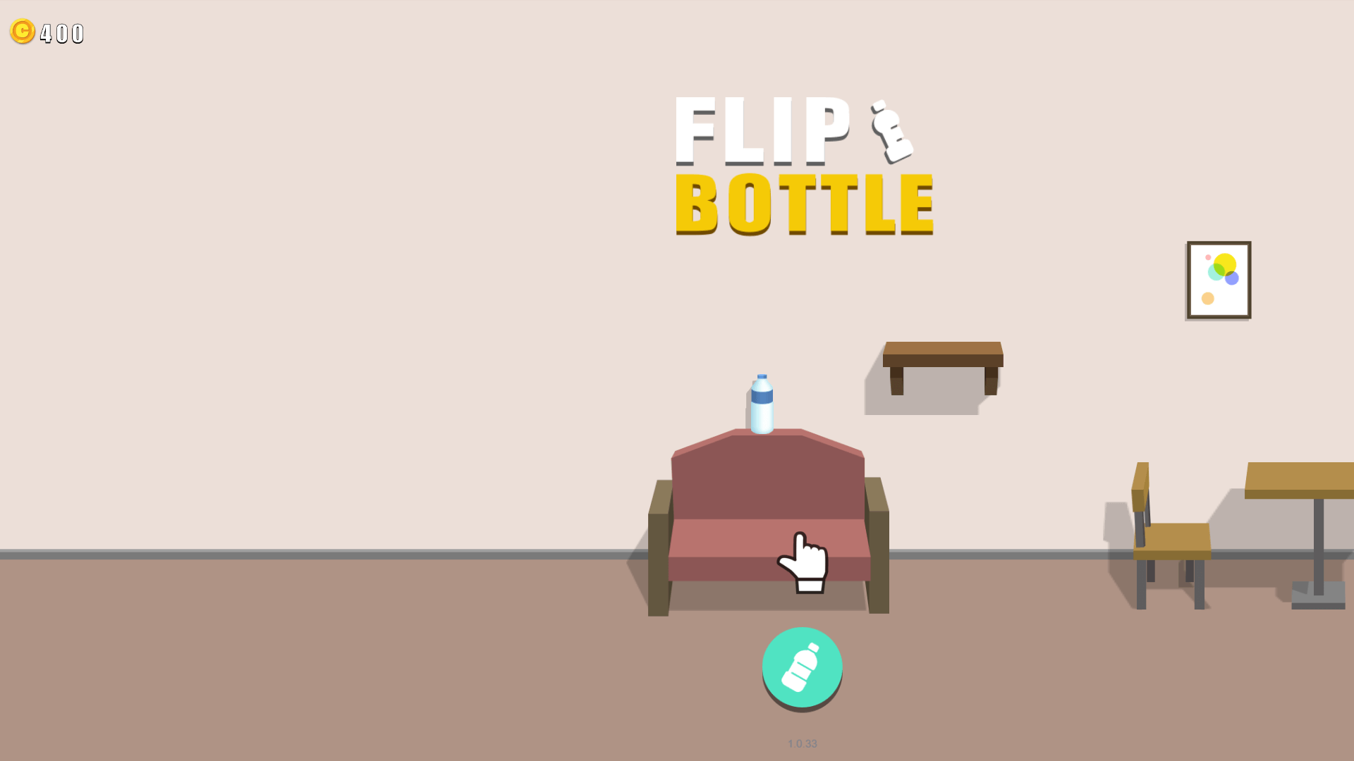 Player flipping a virtual bottle across platforms in Flip Bottle mobile game1