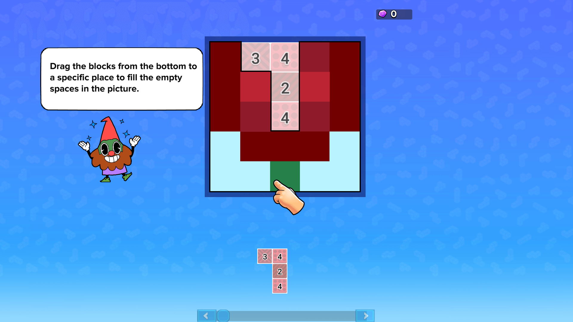 Goblock gameplay screen showing colorful blocks being arranged on a grid