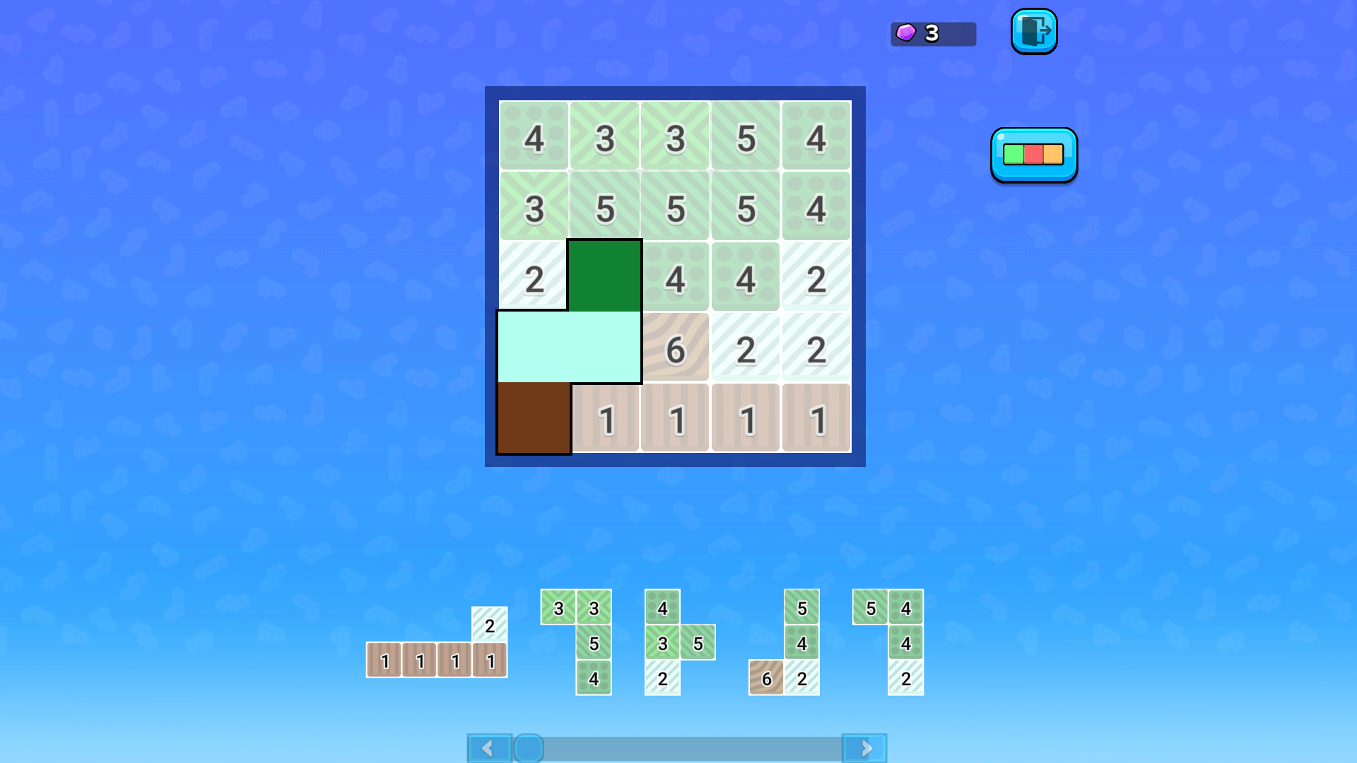 Grid filled with different shaped blocks in Goblock