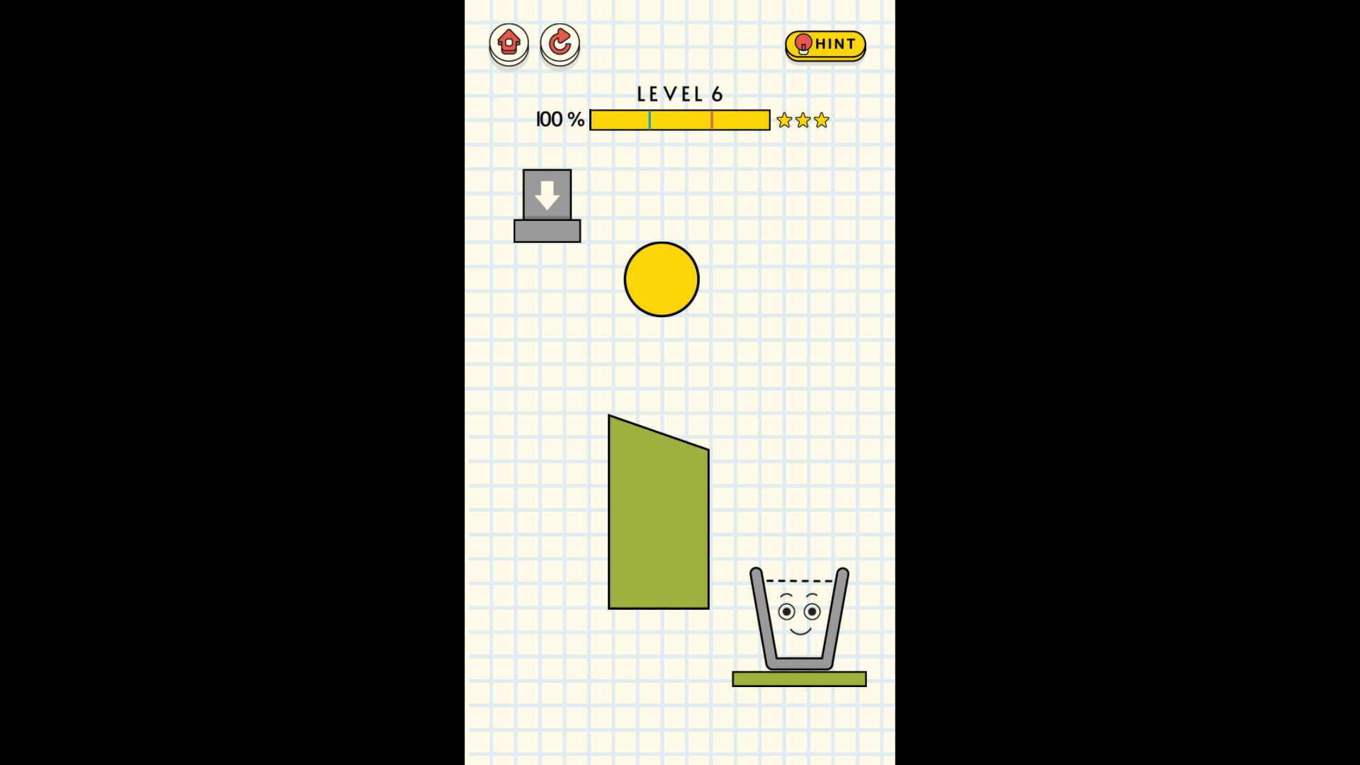 Drawing a line to guide water into the glass in Happy Filled Glass 2