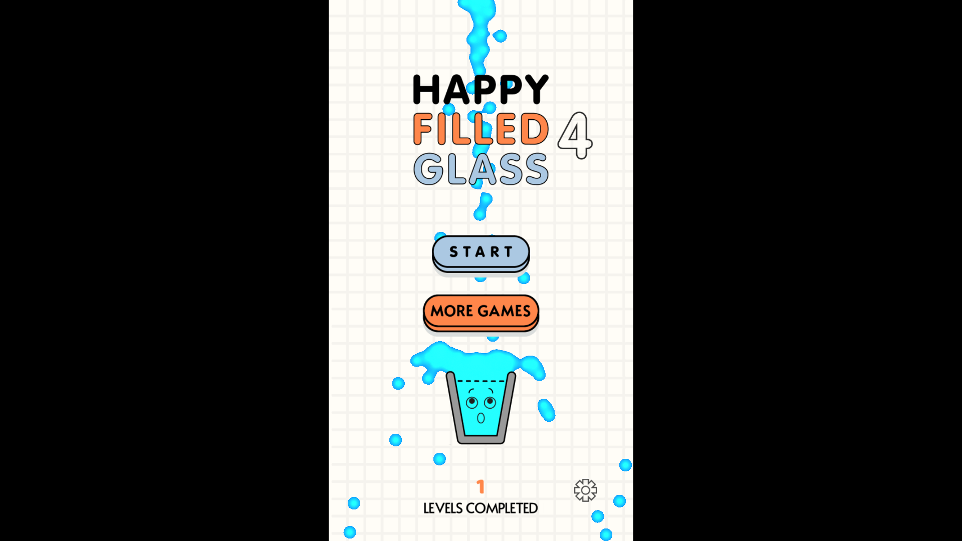 Happy Filled Glass 4 level with a smiling glass and water flow4