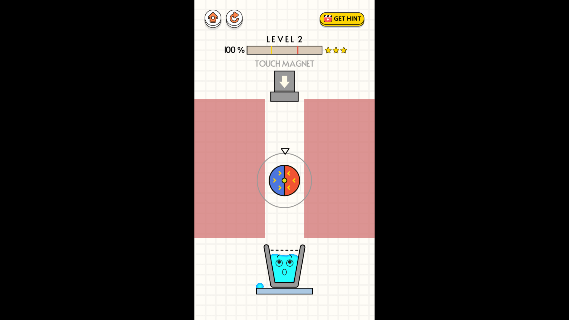 Happy Filled Glass 4 level with a smiling glass and water flow2