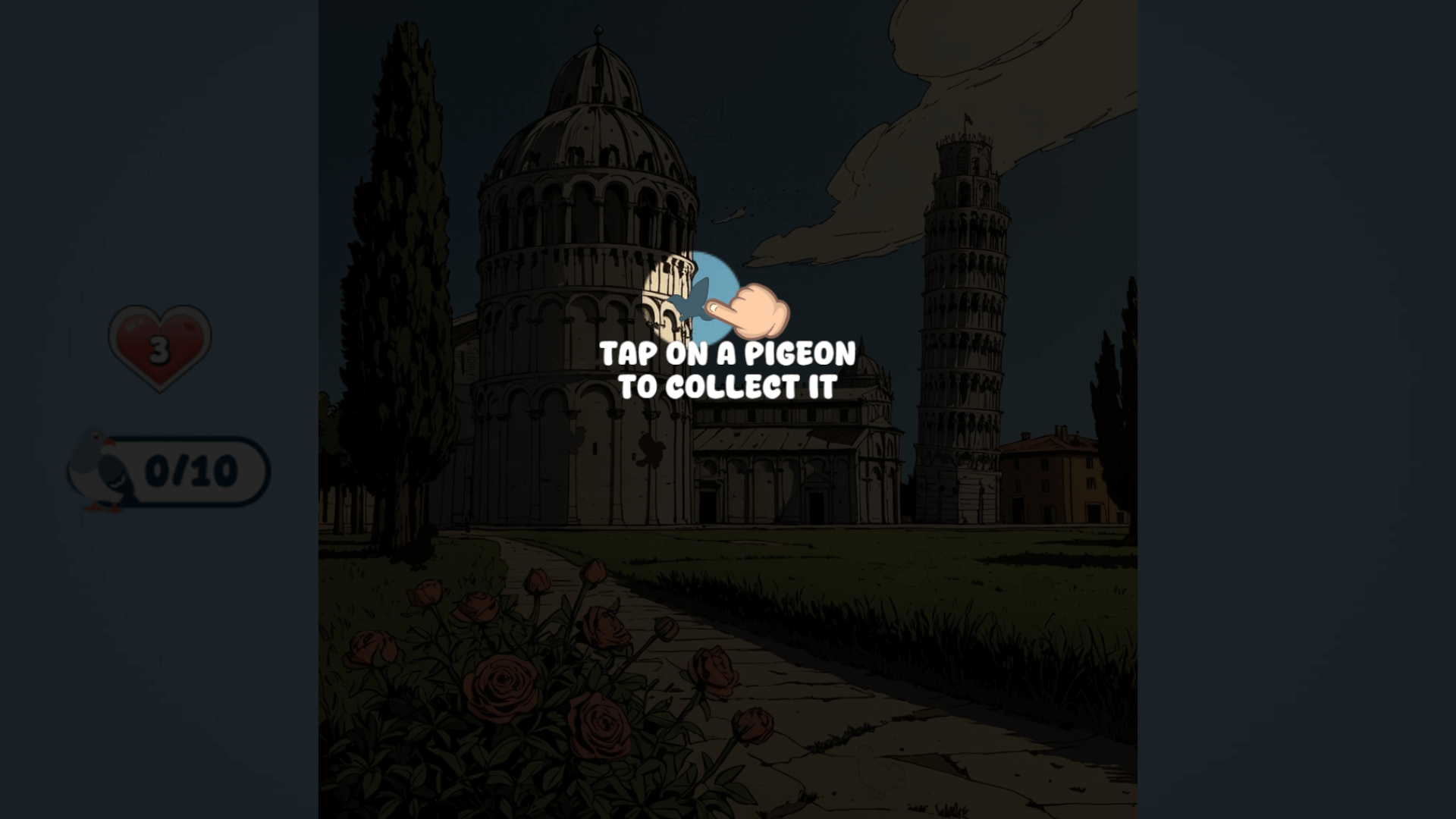 Hidden Pigeon gameplay with a timer and score display4