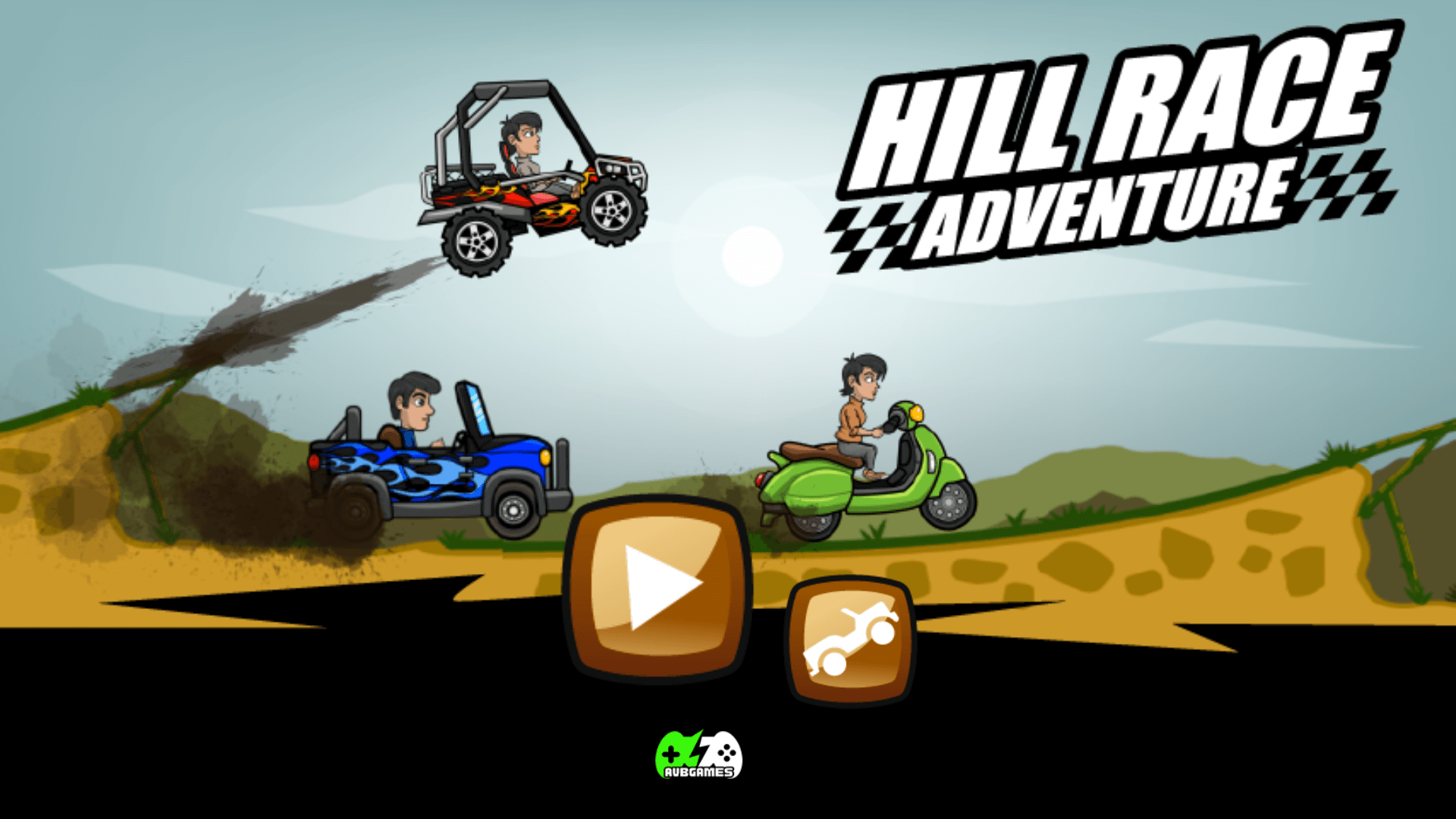 Motorbike balancing on rocky hills in Hill Climb Racing gameplay