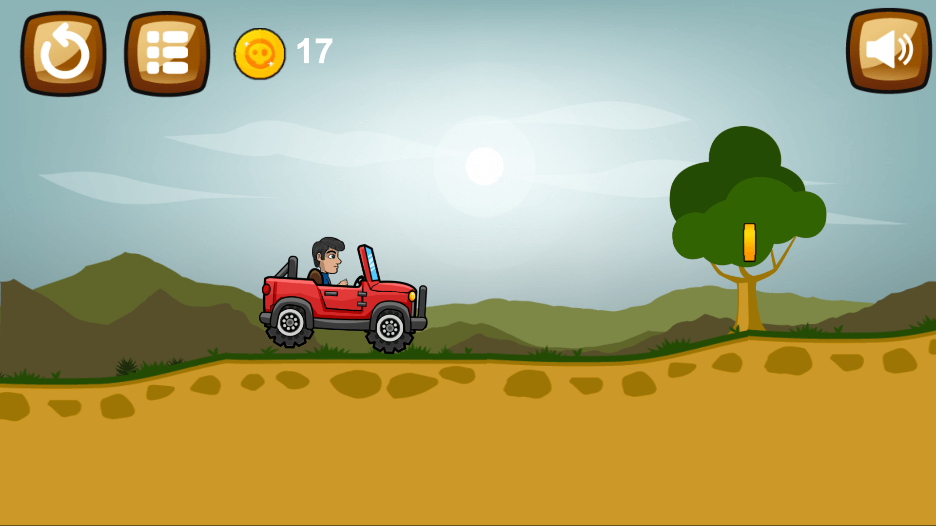 Upgraded car driving across snowy terrain in Hill Climb Racing