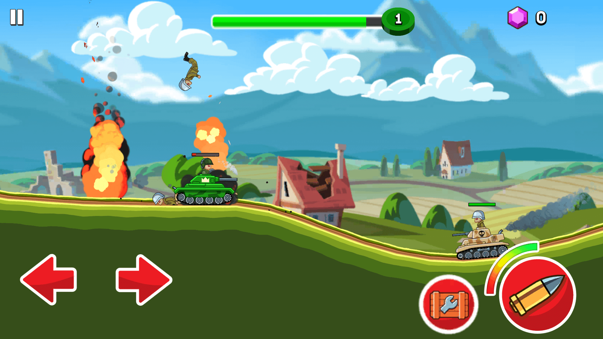 Hills of Steel tank battle gameplay on rolling hills1