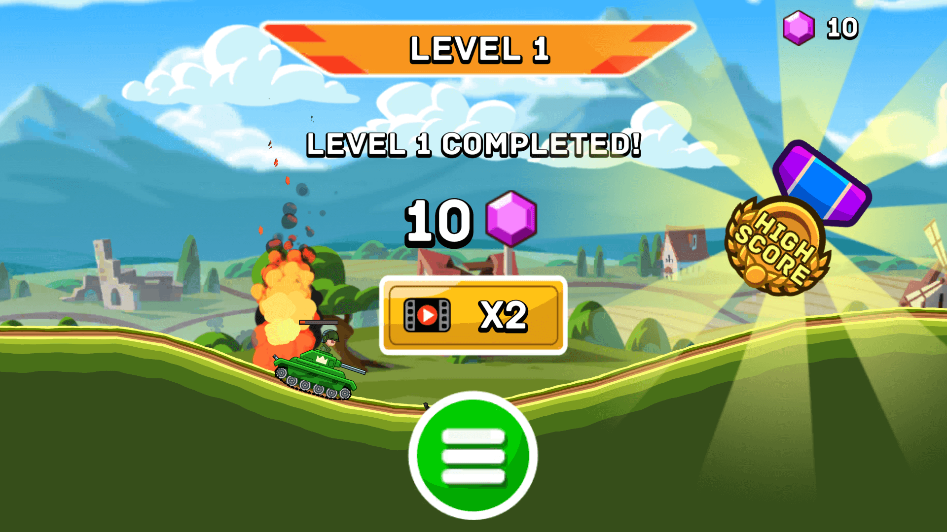 Hills of Steel tank battle gameplay on rolling hills