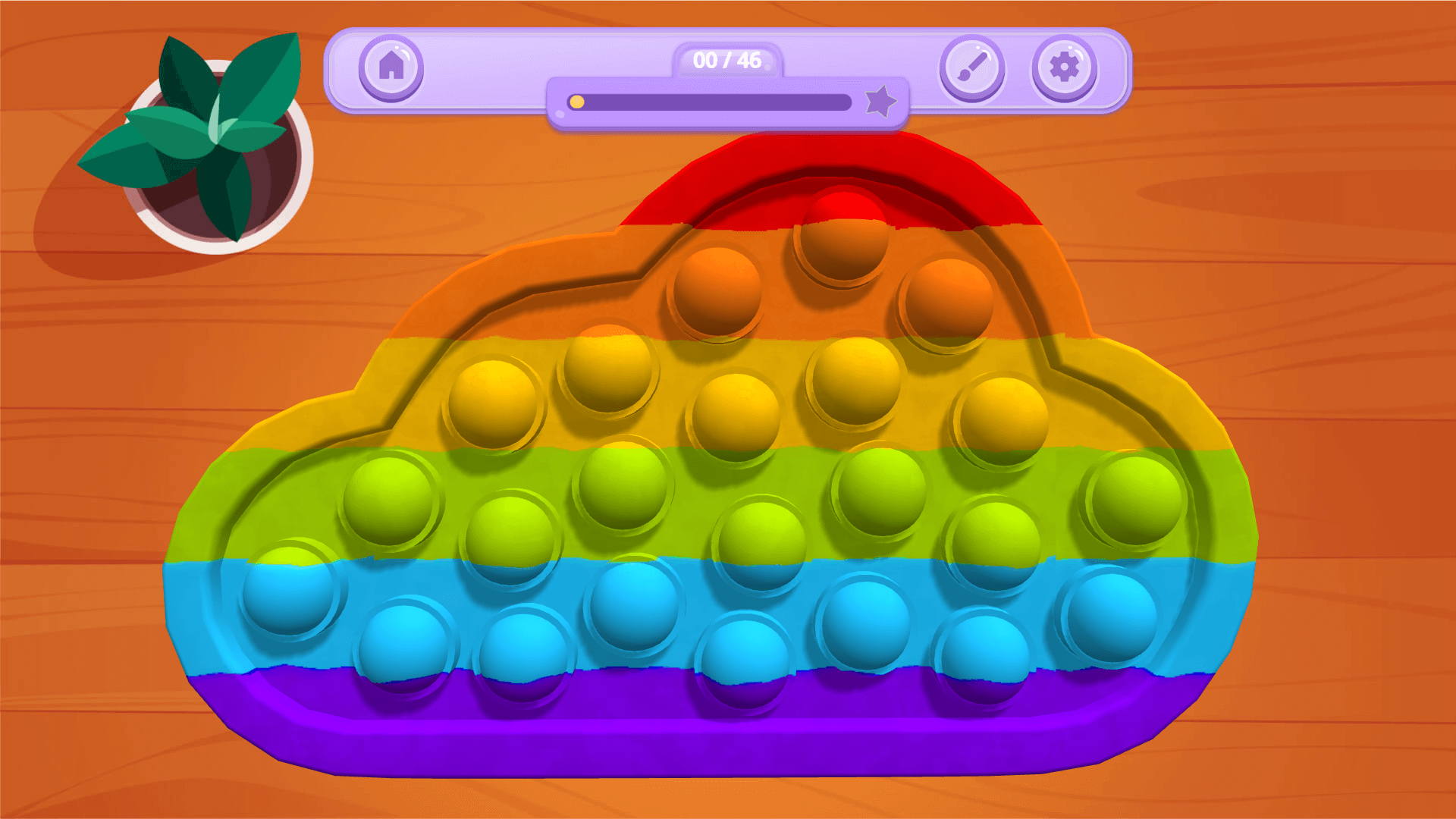 Gameplay scene from Hop & Pop It with bright pop-it toy designs