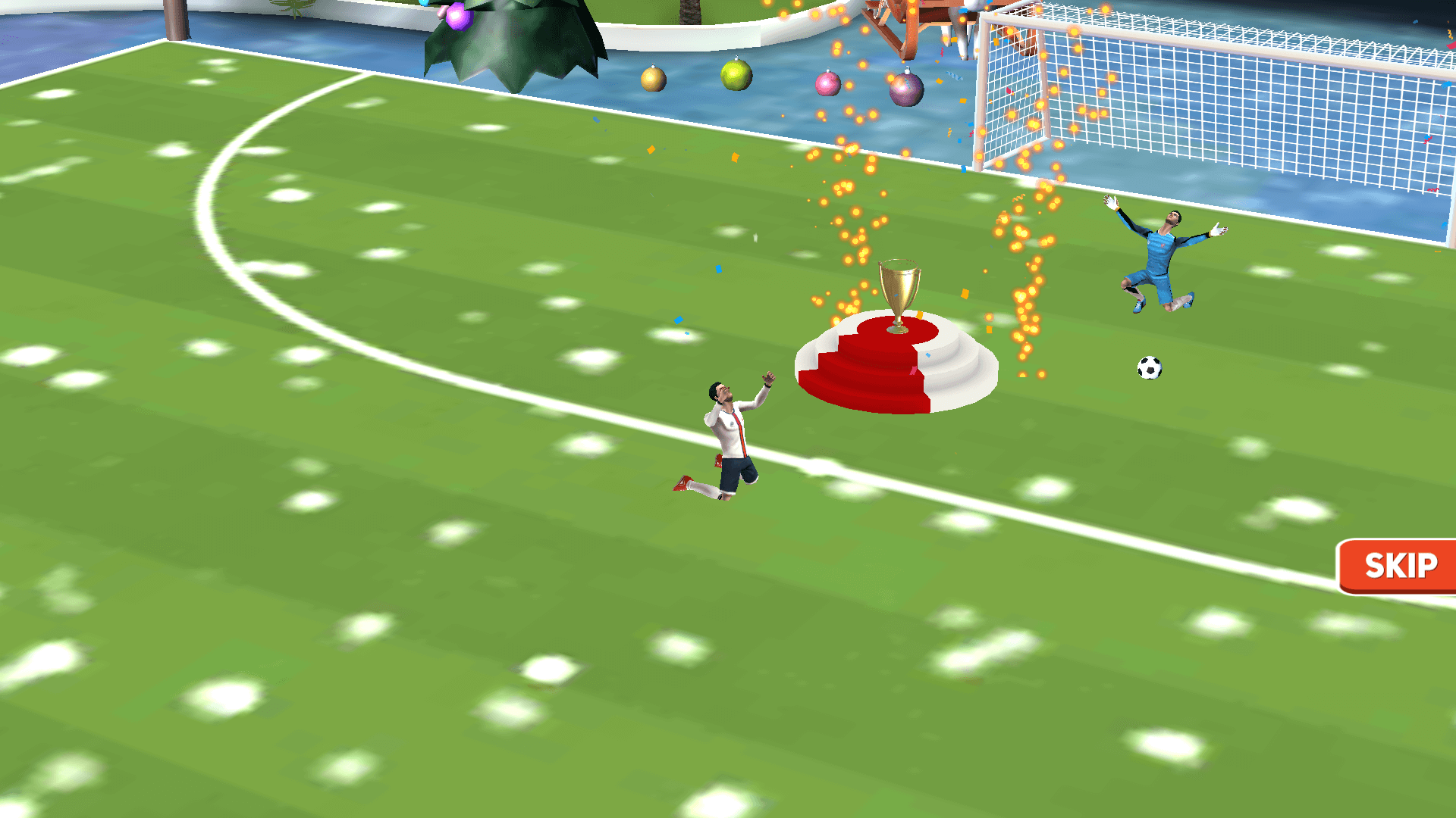 Player taking a shot in Indoor Soccer flick game