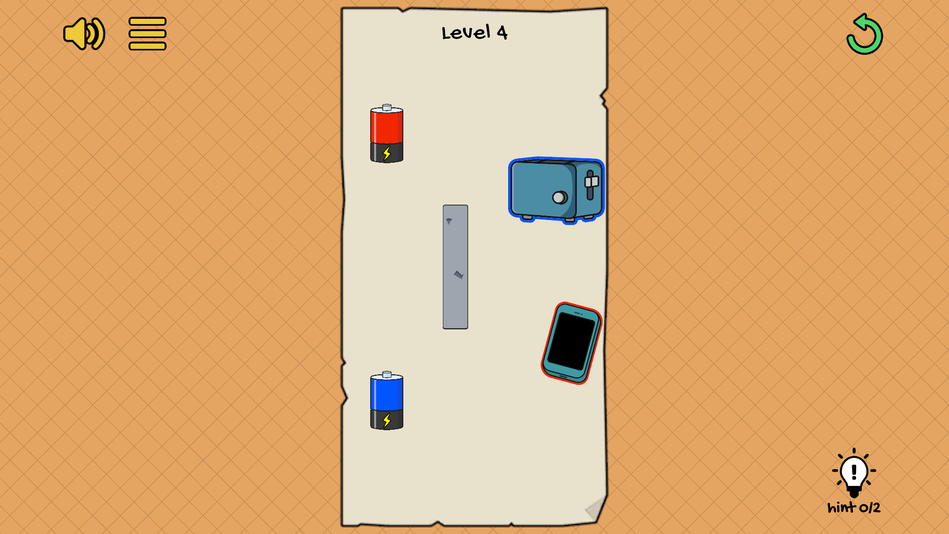Player drawing a wire to connect two electric nodes in Draw Wire puzzle game1