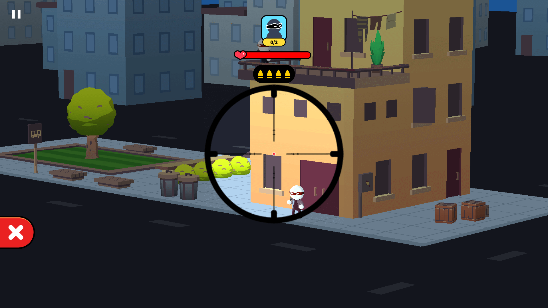 Johnny Trigger aiming with a sniper rifle at enemies on a rooftop during a stealth mission3