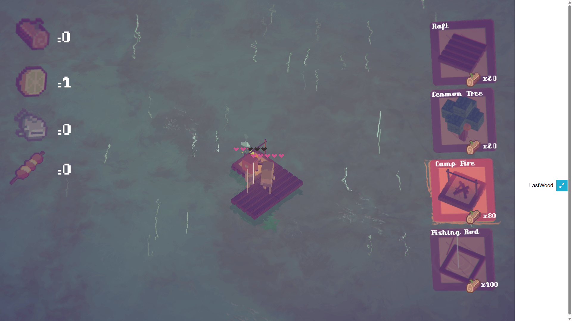 Last Wood survival game with survivors building a raft on the open ocean2
