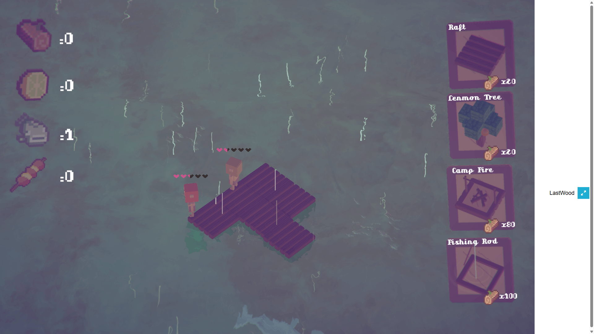 Last Wood survival game with survivors building a raft on the open ocean3