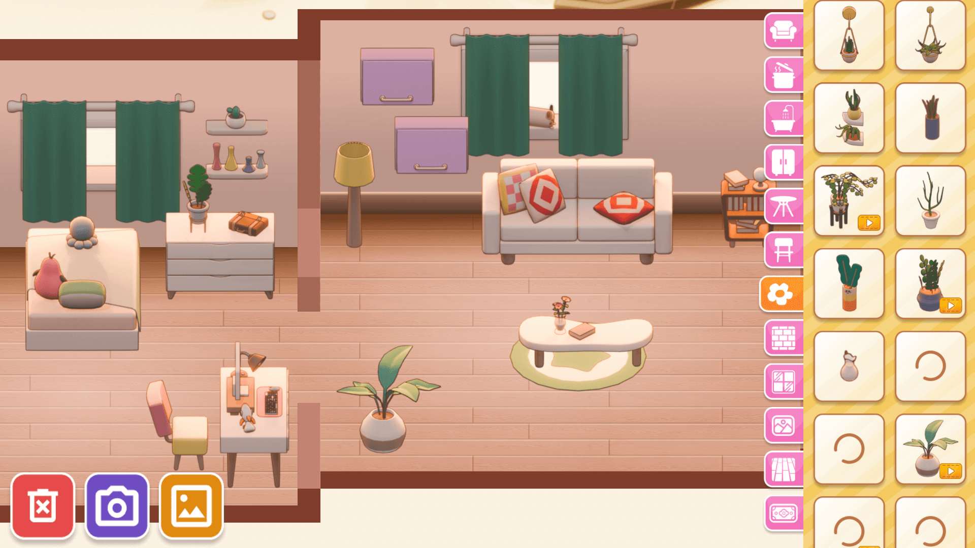 My Cozy Home game menu with soft pastel design and room selection buttons2