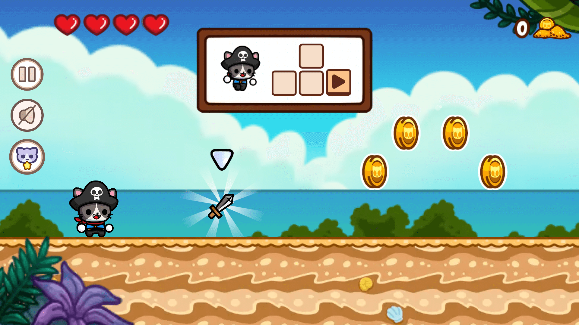 Nekopirate using a sword to defeat skeleton enemies