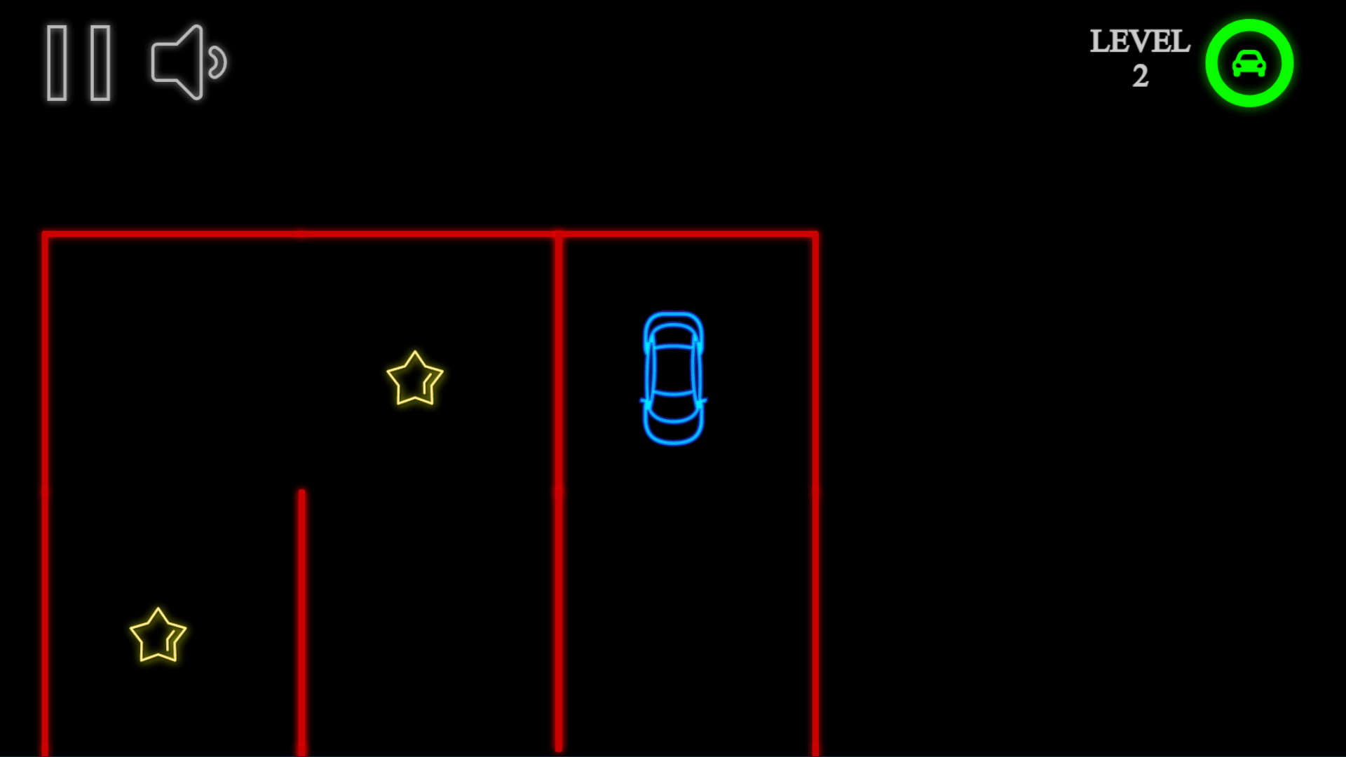 Puzzle racing gameplay from Neon Car Maze game
