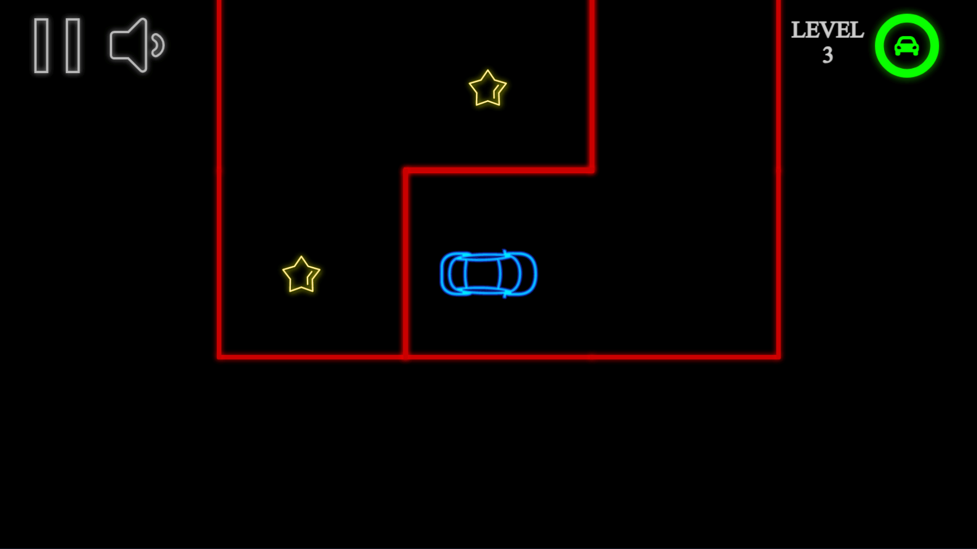 Neon Car navigating through a glowing maze