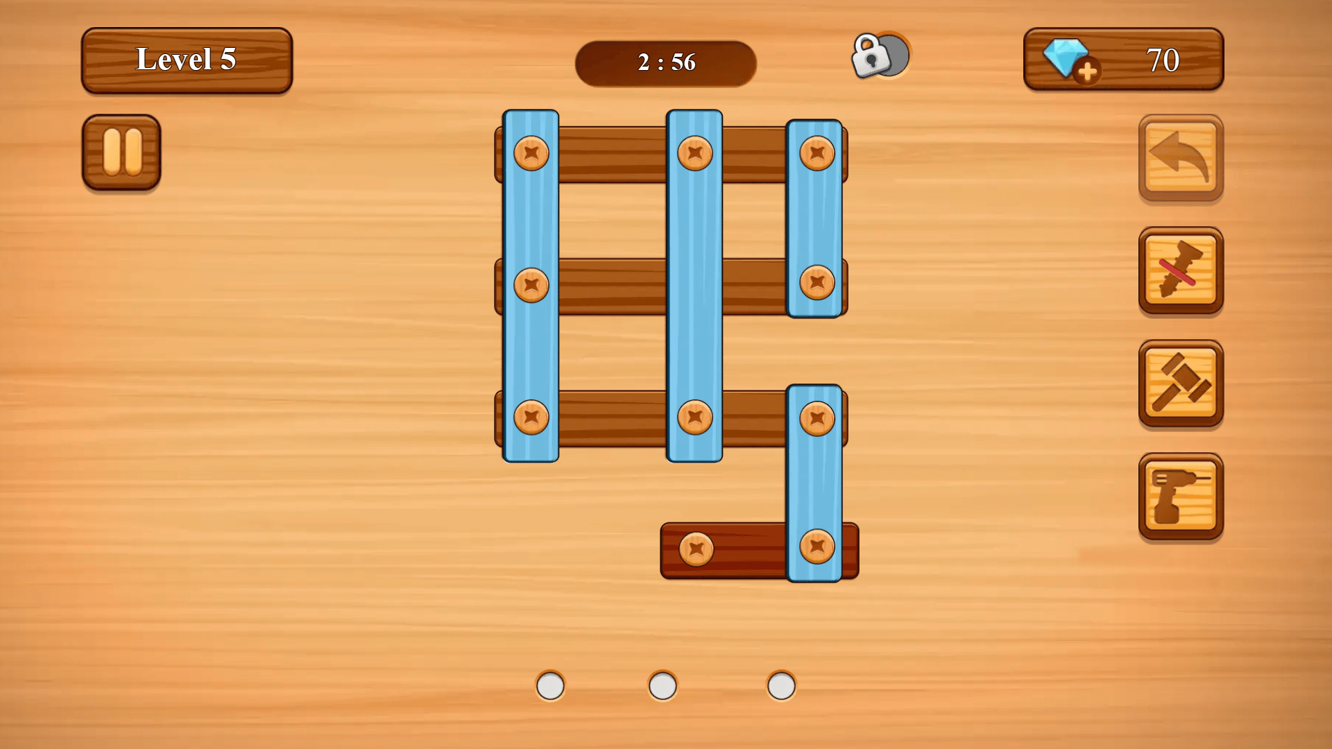 Player unscrewing bolts to solve a mechanical puzzle in Nuts and Bolts game1