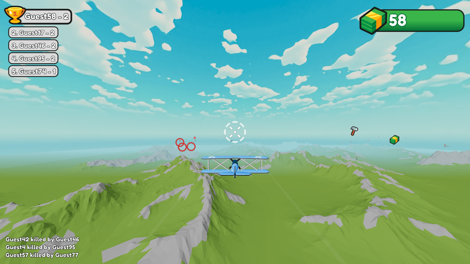 Plane Wars gameplay showing multiple aircraft and explosion1