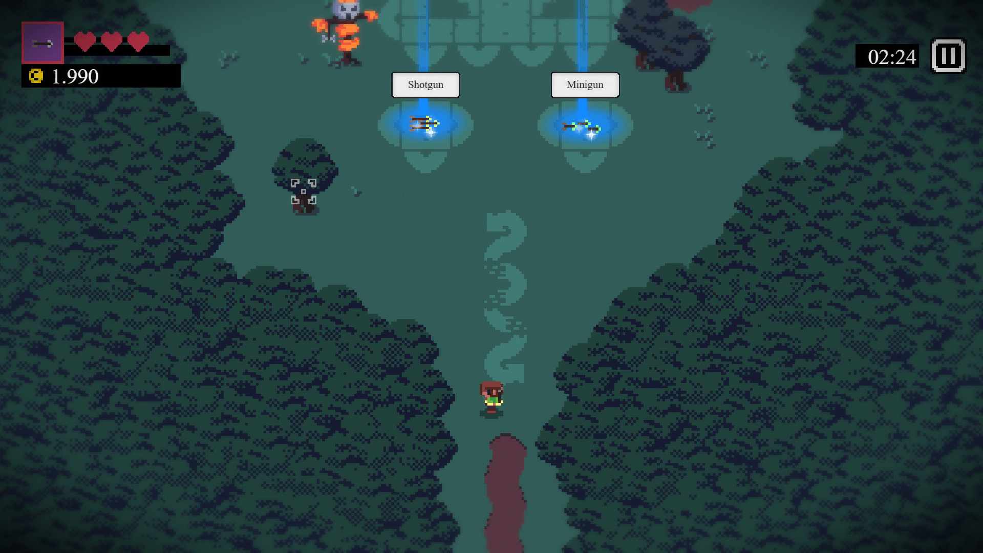 Player shooting arrows at incoming enemies in Quivershot pixel roguelite game2
