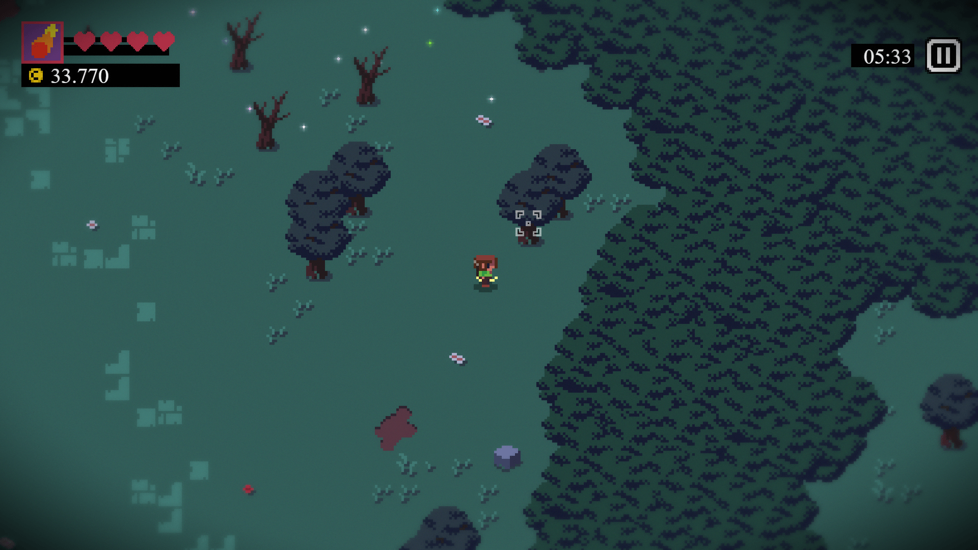 Player shooting arrows at incoming enemies in Quivershot pixel roguelite game