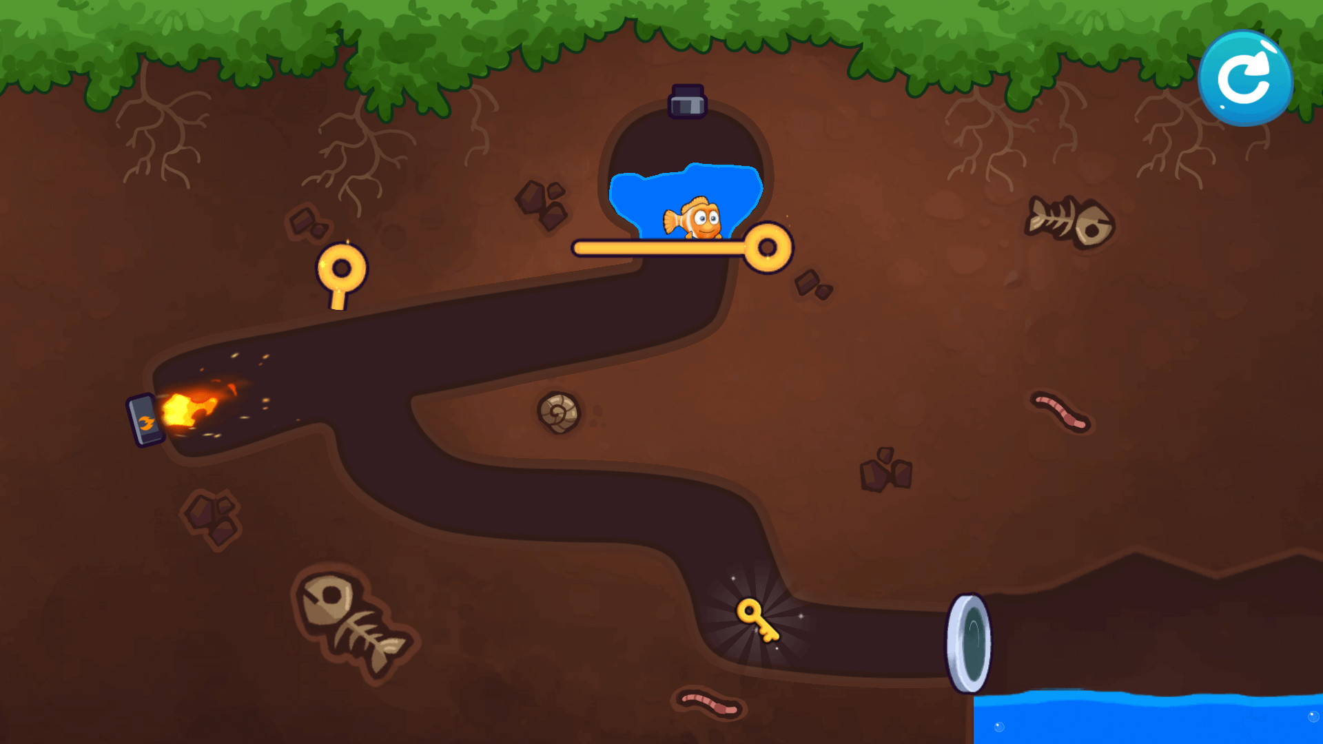 Rescue the Fish gameplay showing a fish escaping from enemies