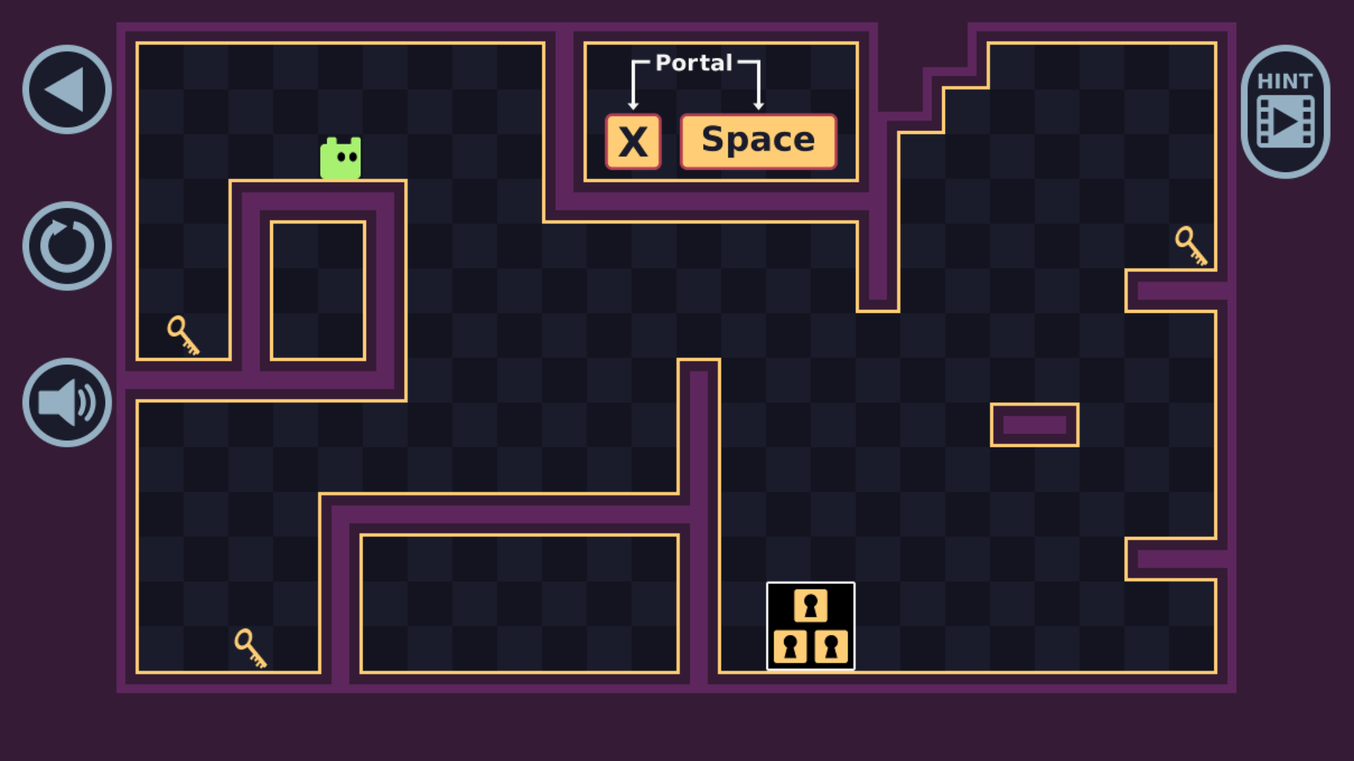 Minimalist puzzle level with traps and platforms in Return Portal