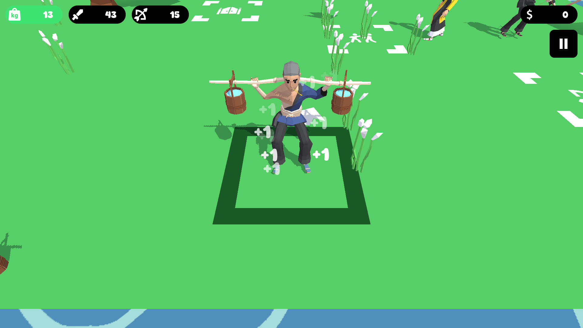 Epic duel between two samurai characters with animated action effects