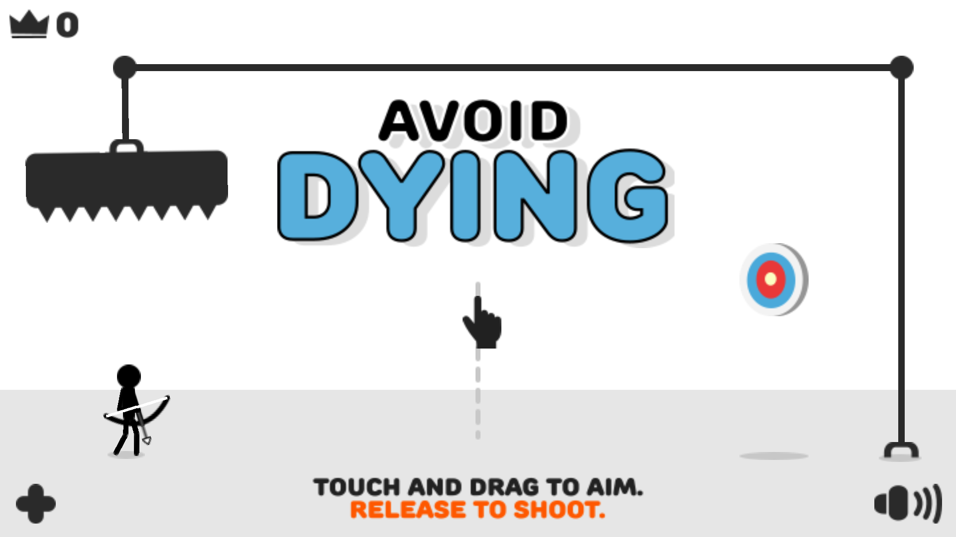 Aiming a bow at the target in Avoid Dying reflex game
