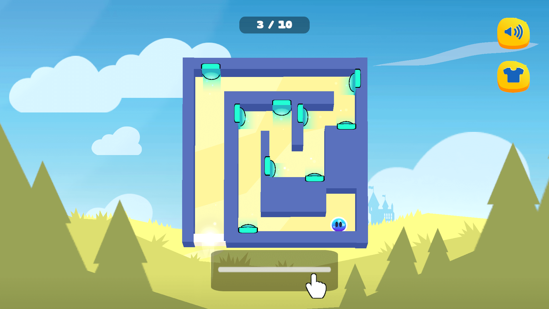 Slime character dodging spikes in endless vertical platformer