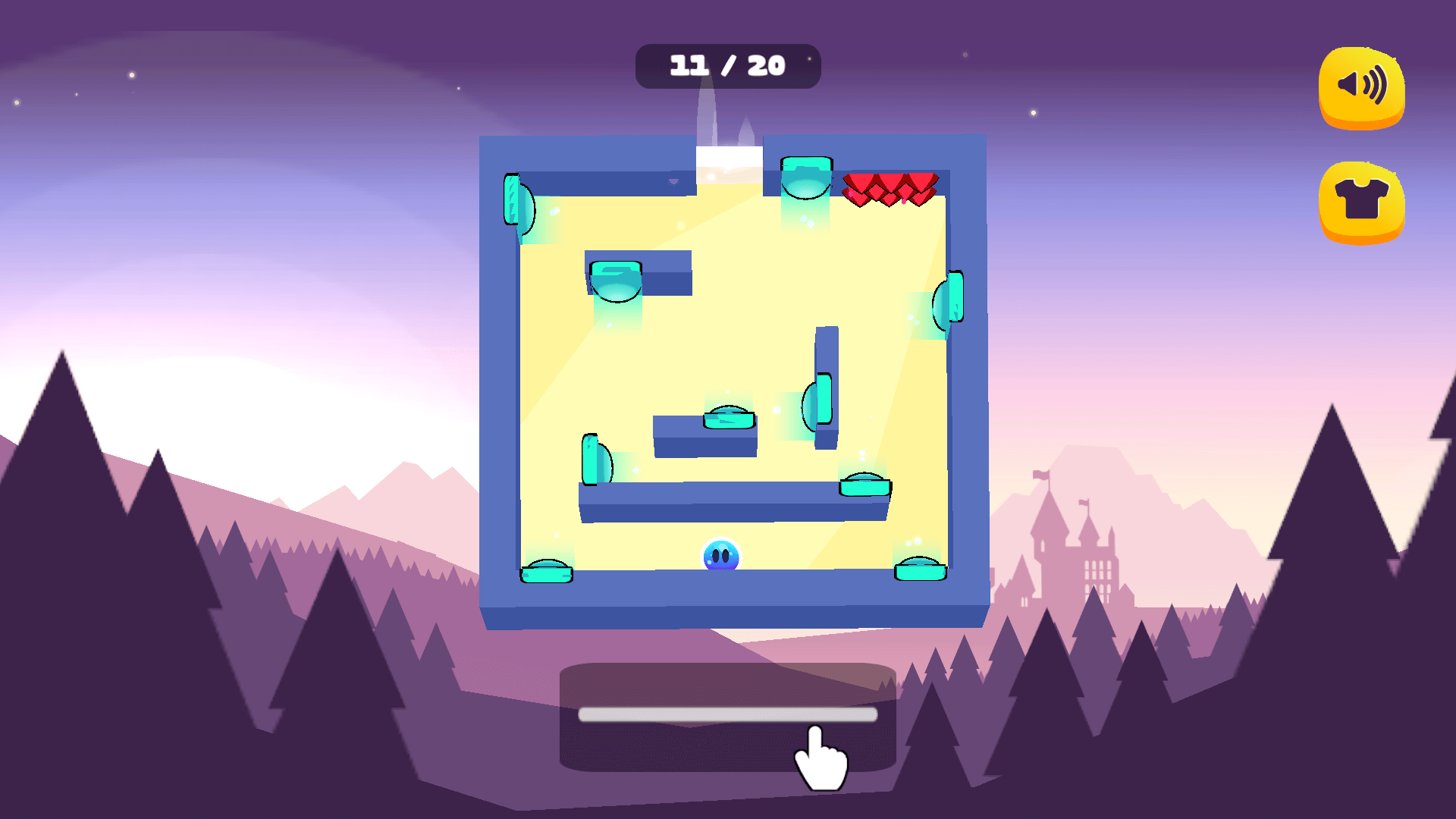 Bouncing slime jumping on platforms in Slime Journey Up game