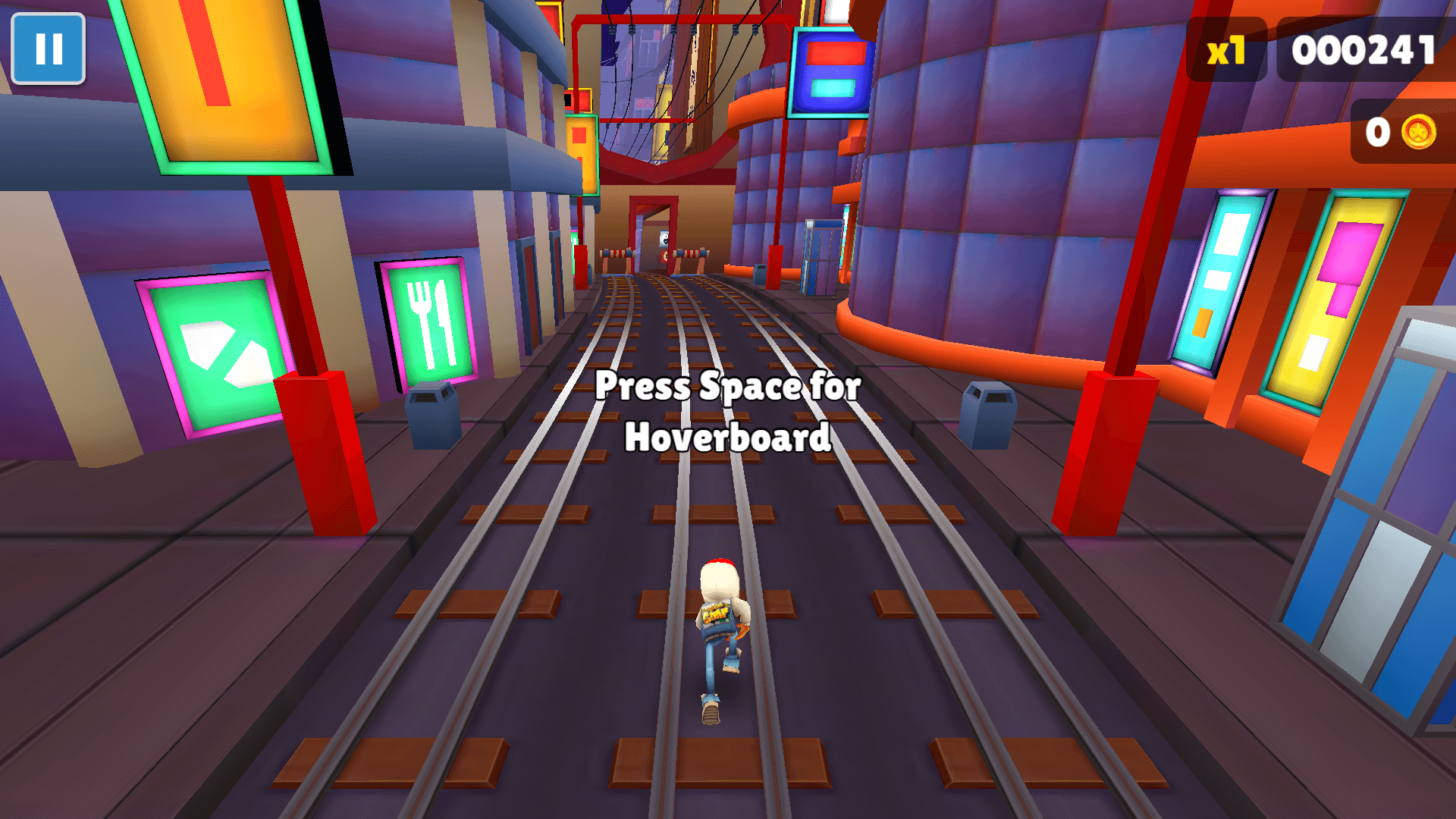 Subway Surfers character running through neon-lit Hong Kong streets3