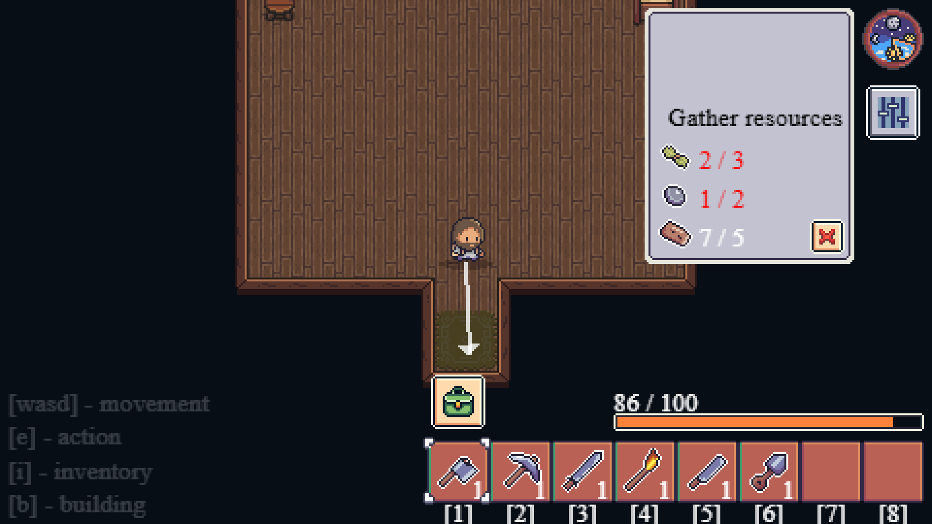 Player building a wooden shelter on a deserted island in Survival Island game1