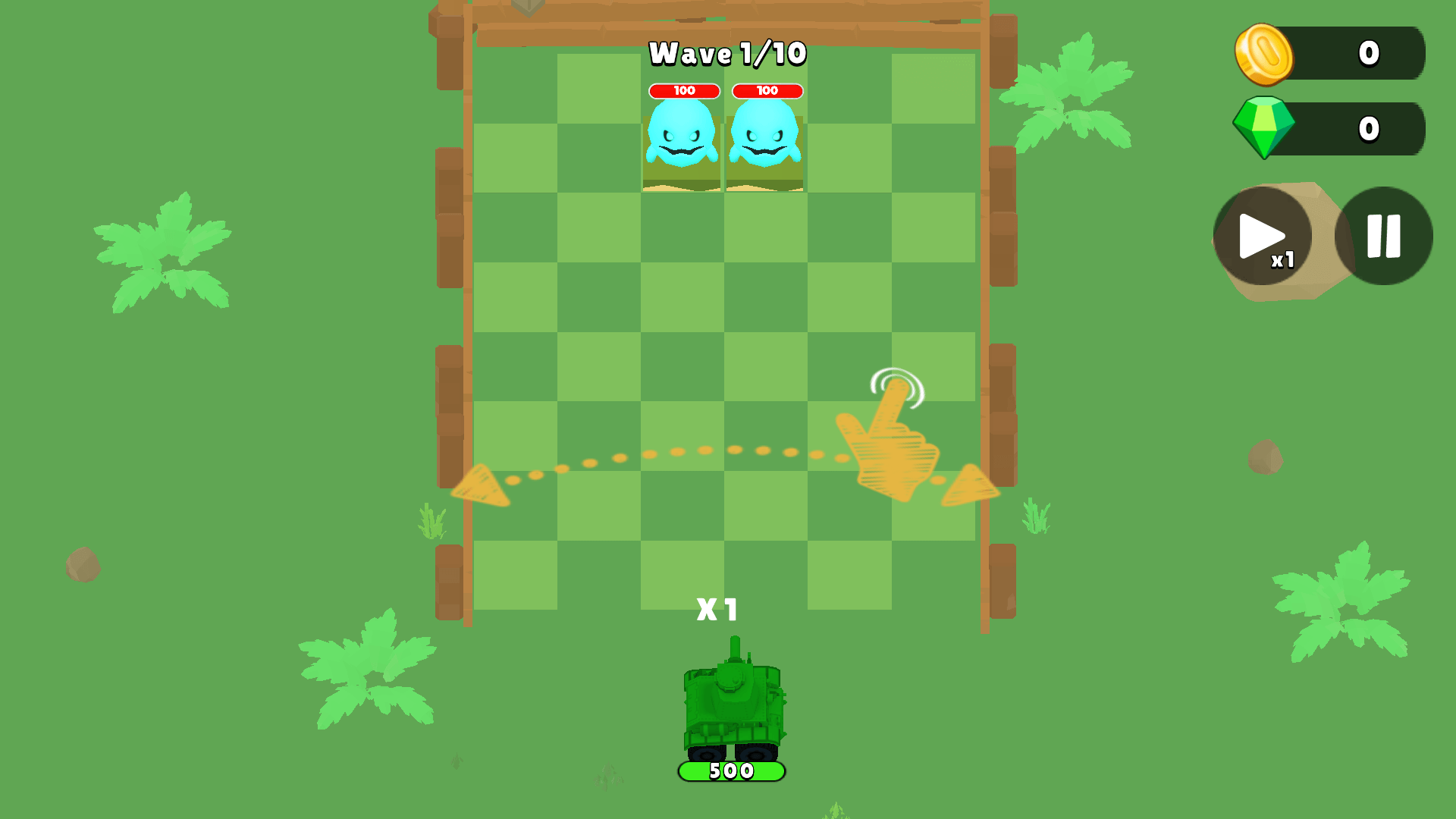 Tank Ball: Monster Battle main menu featuring start button and tank icon4