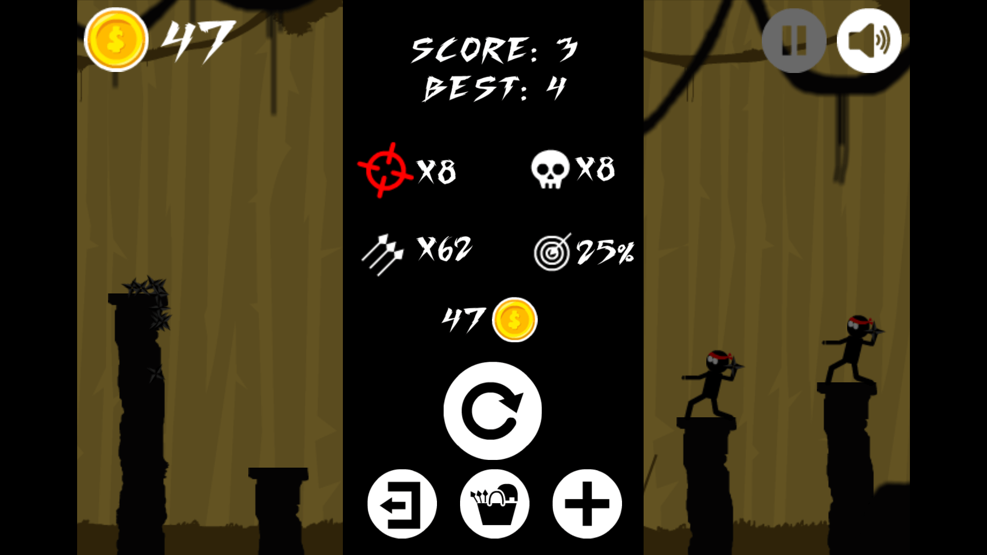 A ninja aiming a shuriken at enemies across platforms in The Last Ninja game