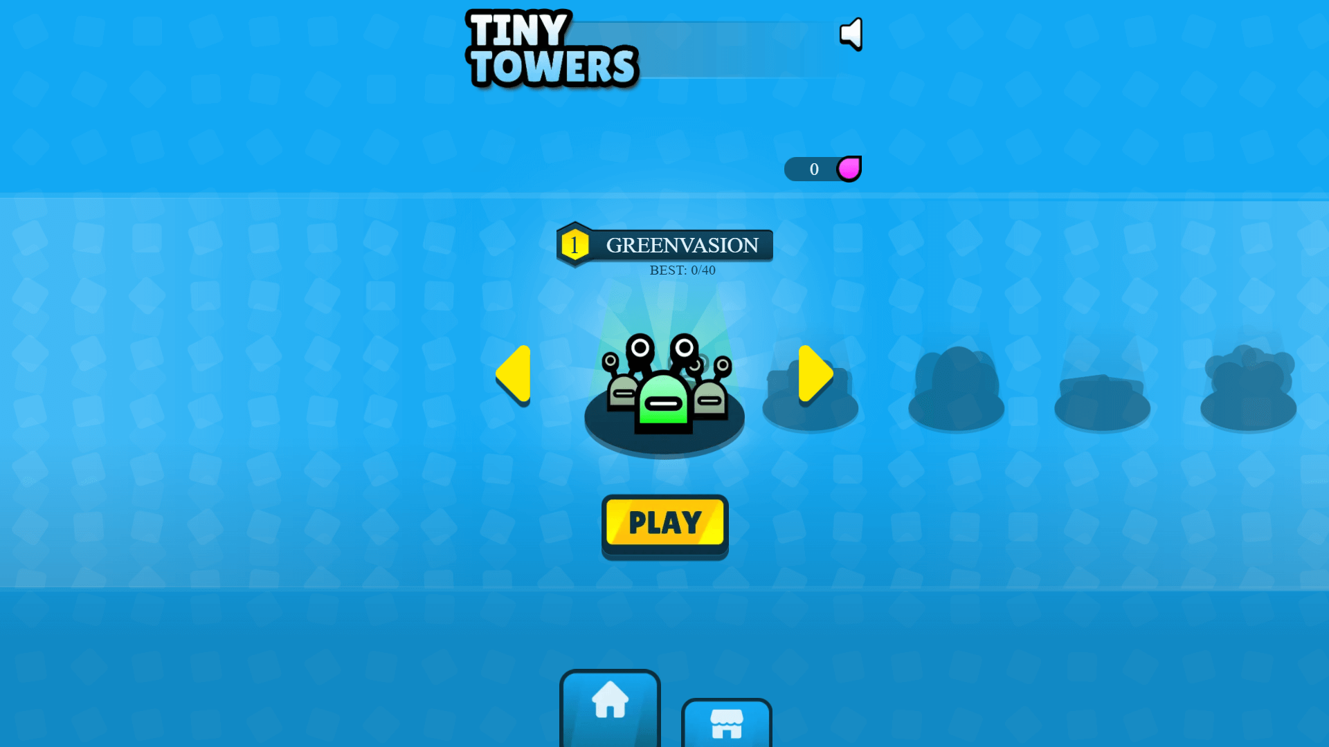 Pixel-style tower defense gameplay from Tiny Towers showing upgraded turrets battling waves of enemies3