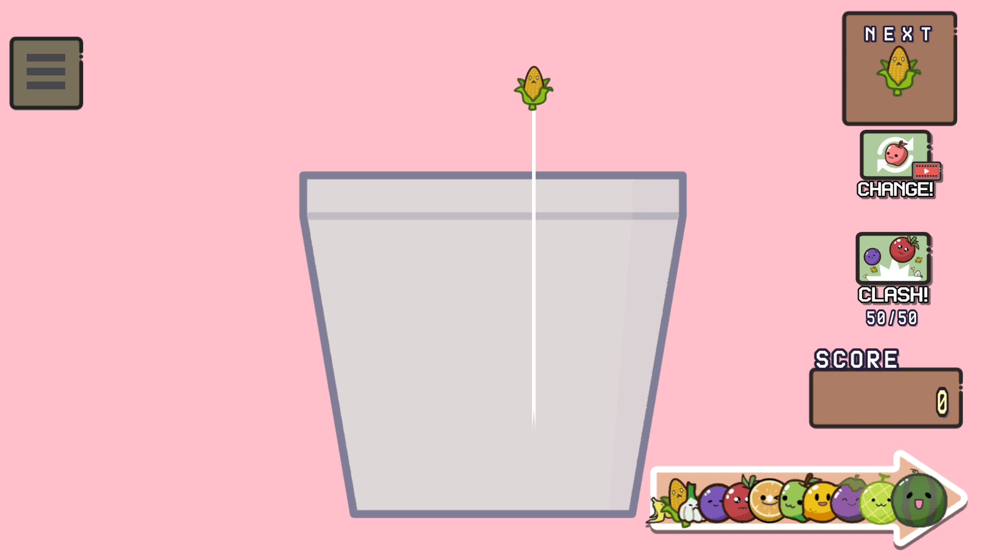 Merging fruits to create a giant watermelon in Watermelon Drop game