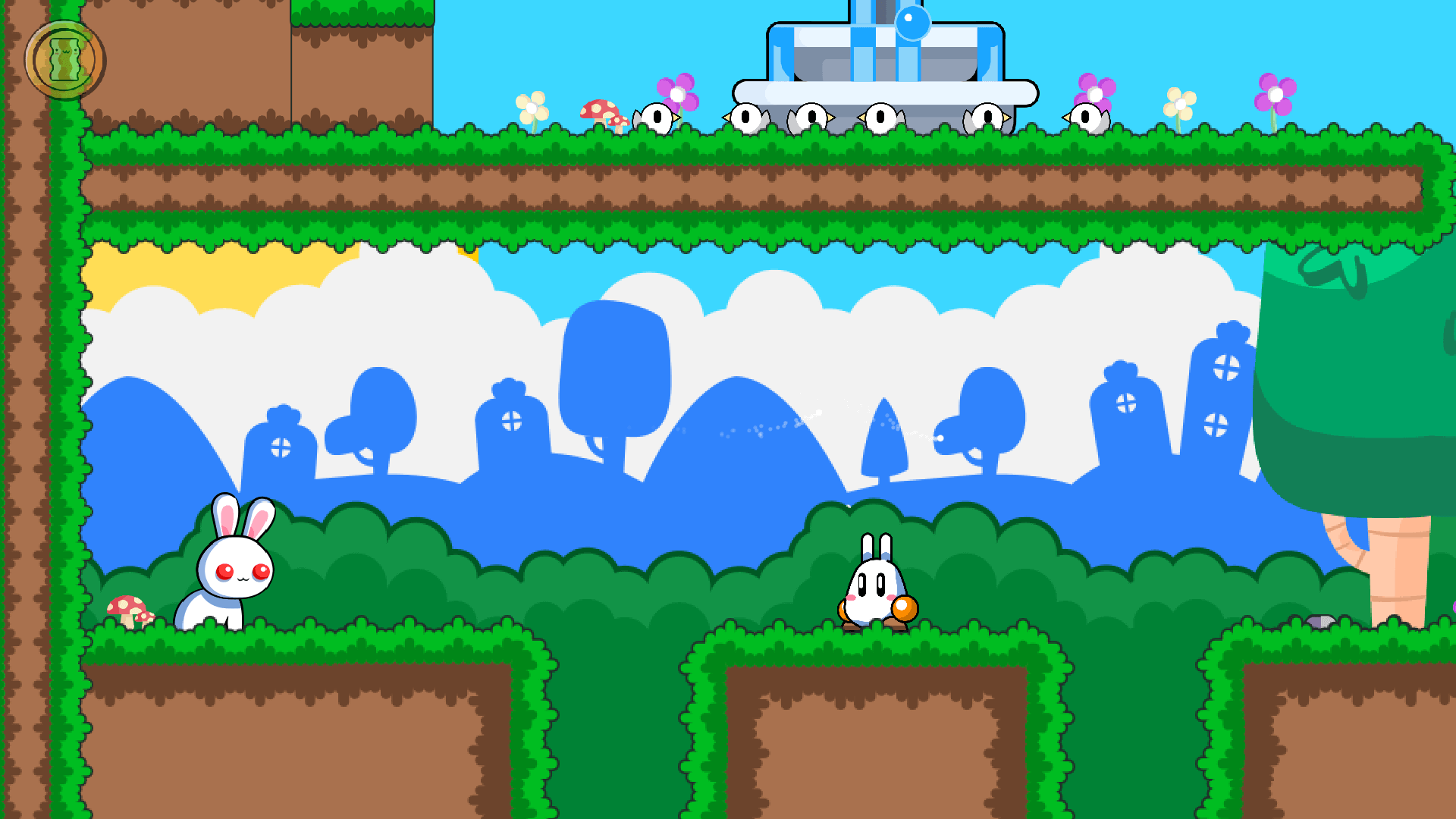 Gameplay of A Pretty Odd Bunny where the rabbit hides behind a bush to avoid being seen by other bunnies1