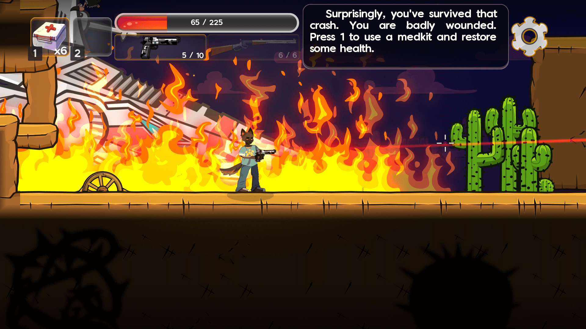 Alien dog hero fighting enemies in Bark & Blast 2D action game1