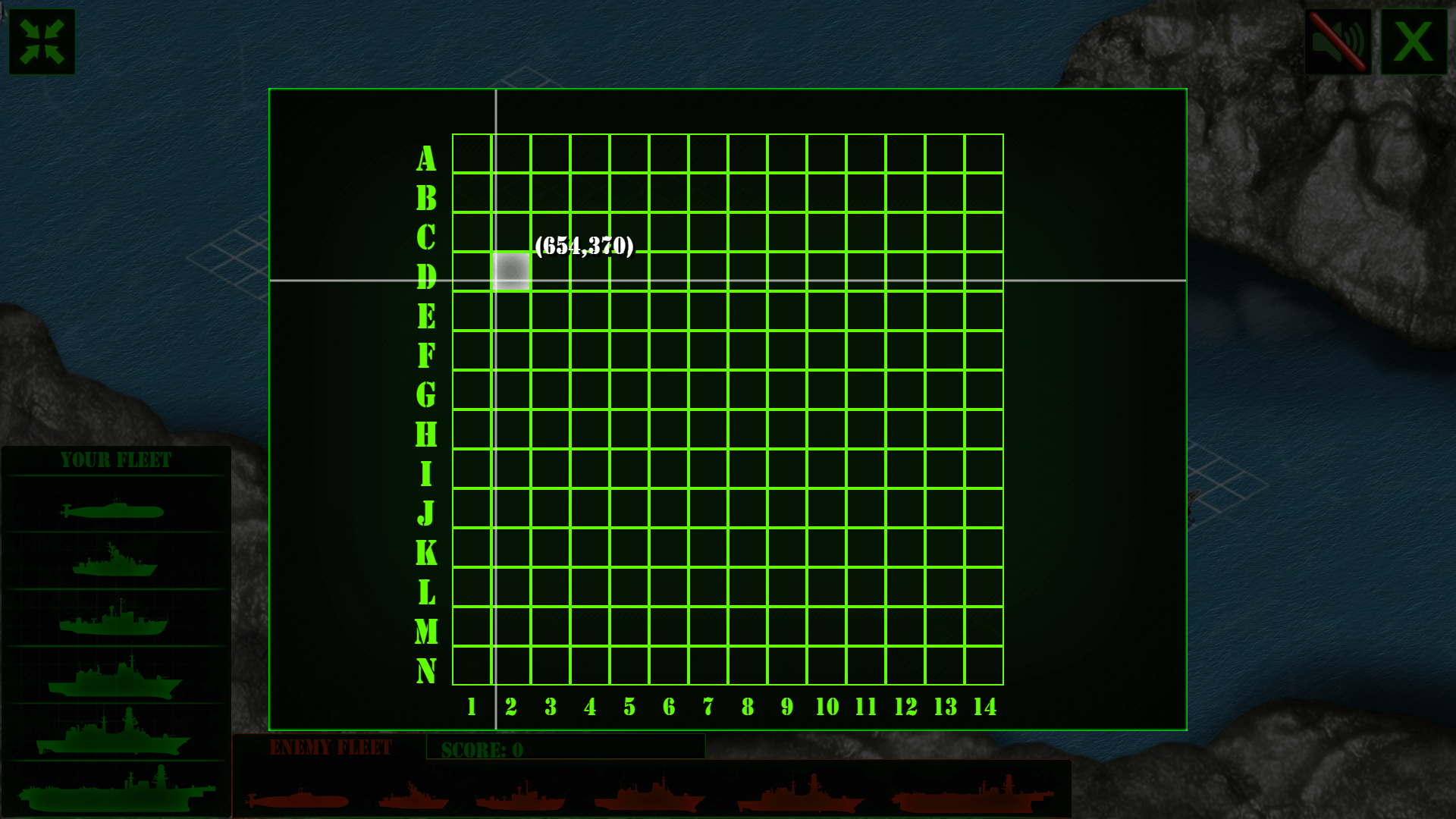 Battleship War game screen showing ships being placed on the grid before the naval battle starts2