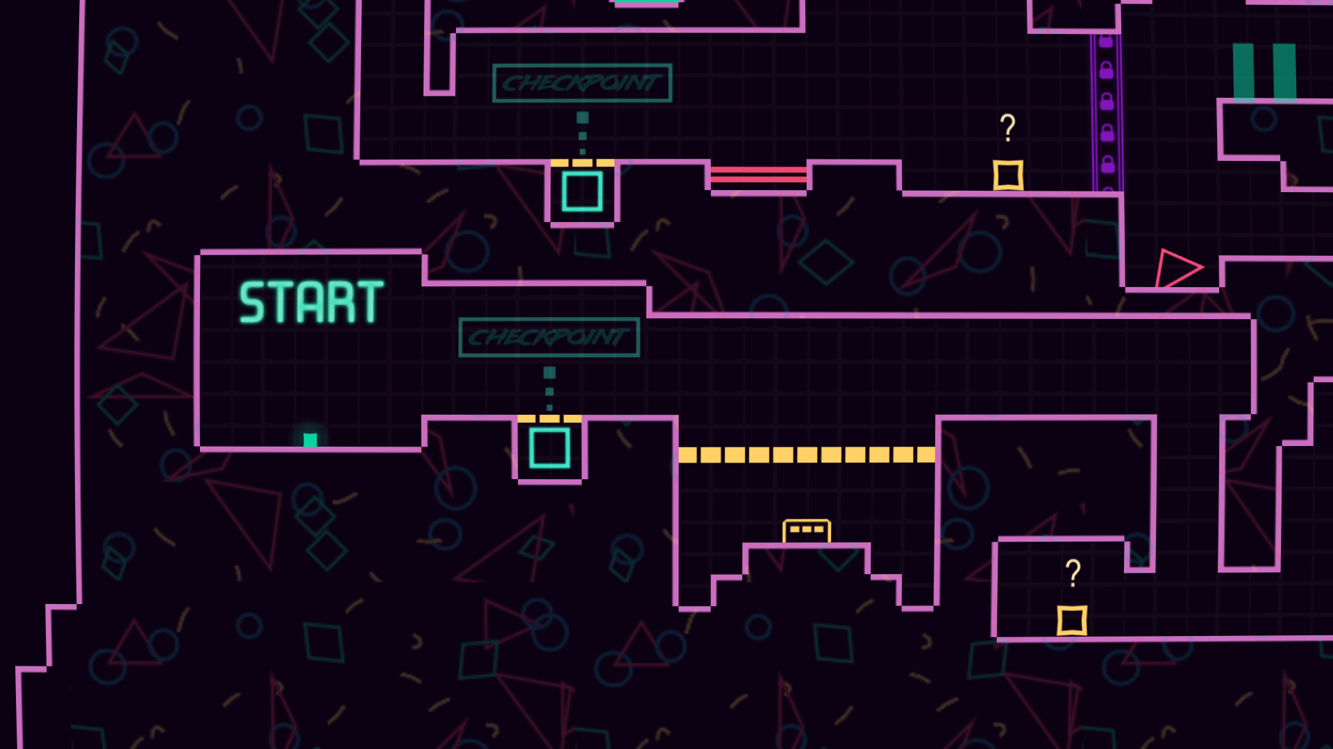 Control instructions showing movement and jump keys for Big NEON Tower VS Tiny Square2
