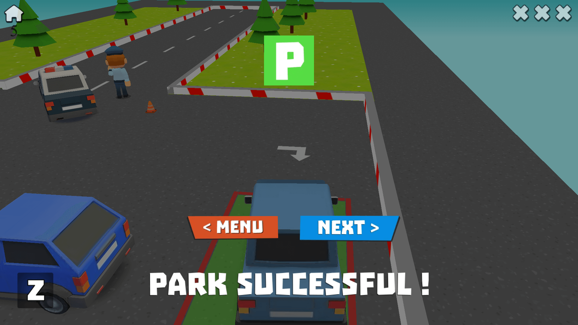 Level selection menu in Car Parking School with different parking challenges and difficulty options
