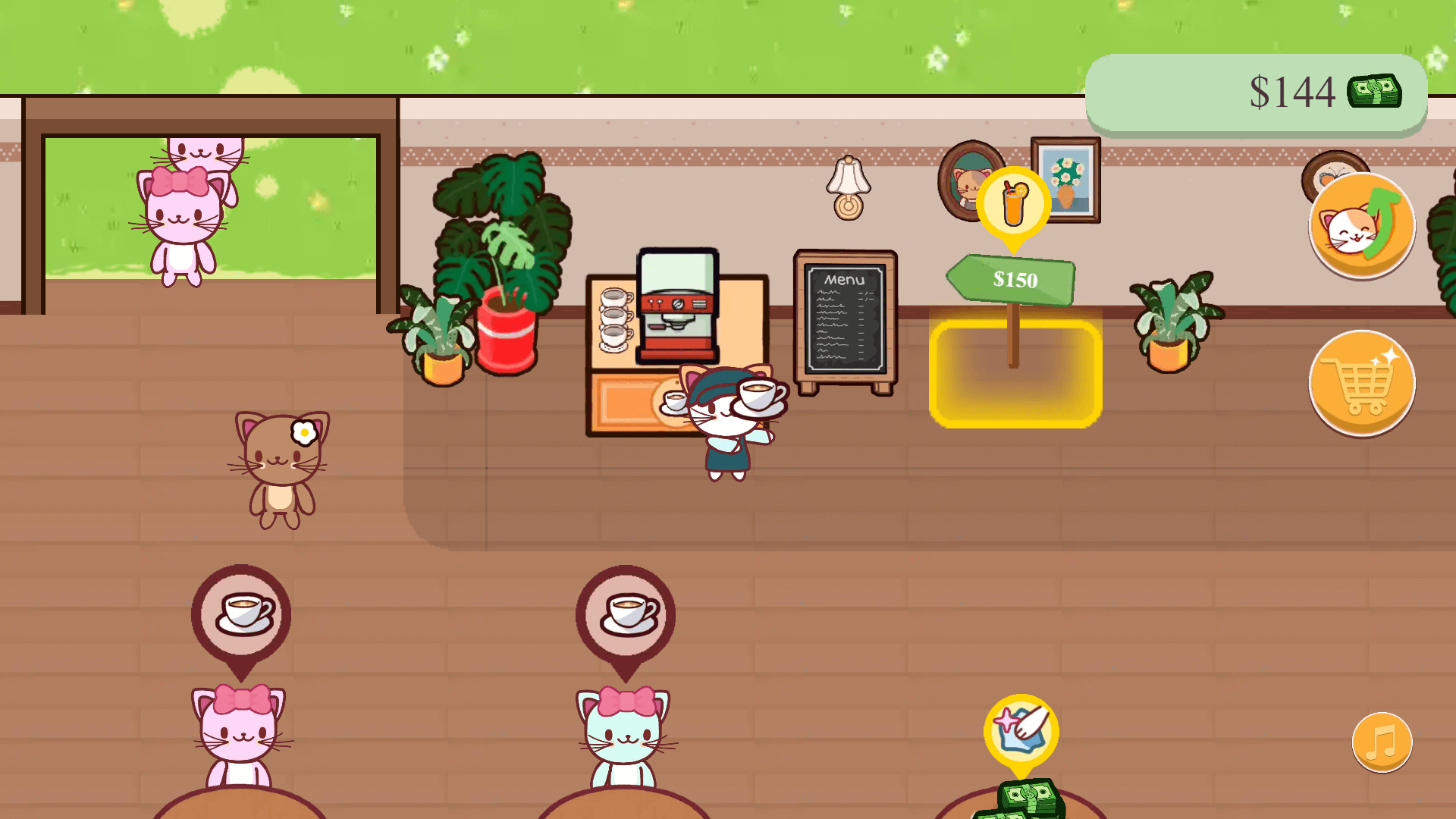 Cat Coffee Shop gameplay – serving coffee to customers with cats around1