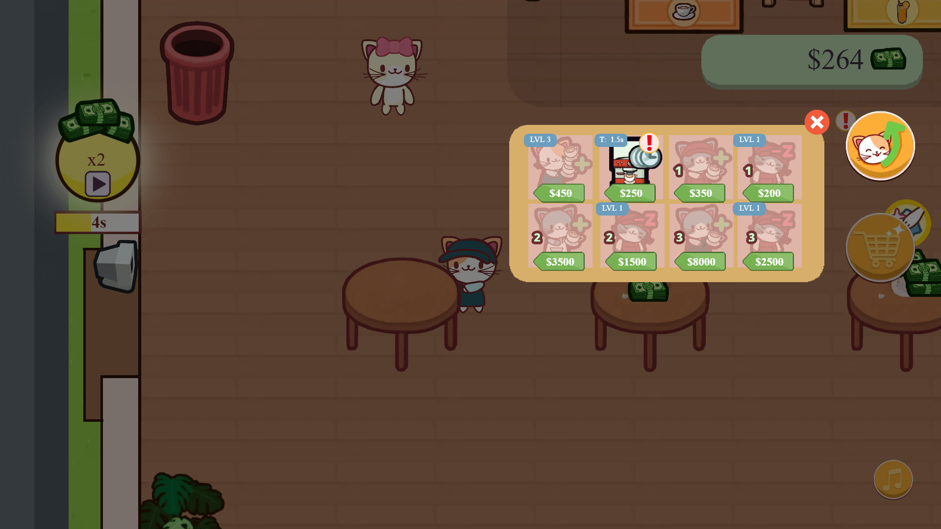 Cat Coffee Shop gameplay – serving coffee to customers with cats around