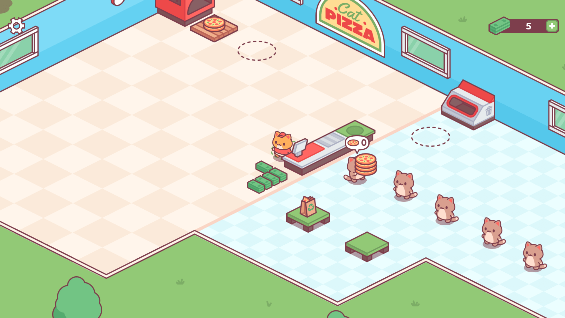 Cat Pizza game screenshot – adorable cat running a pizza restaurant