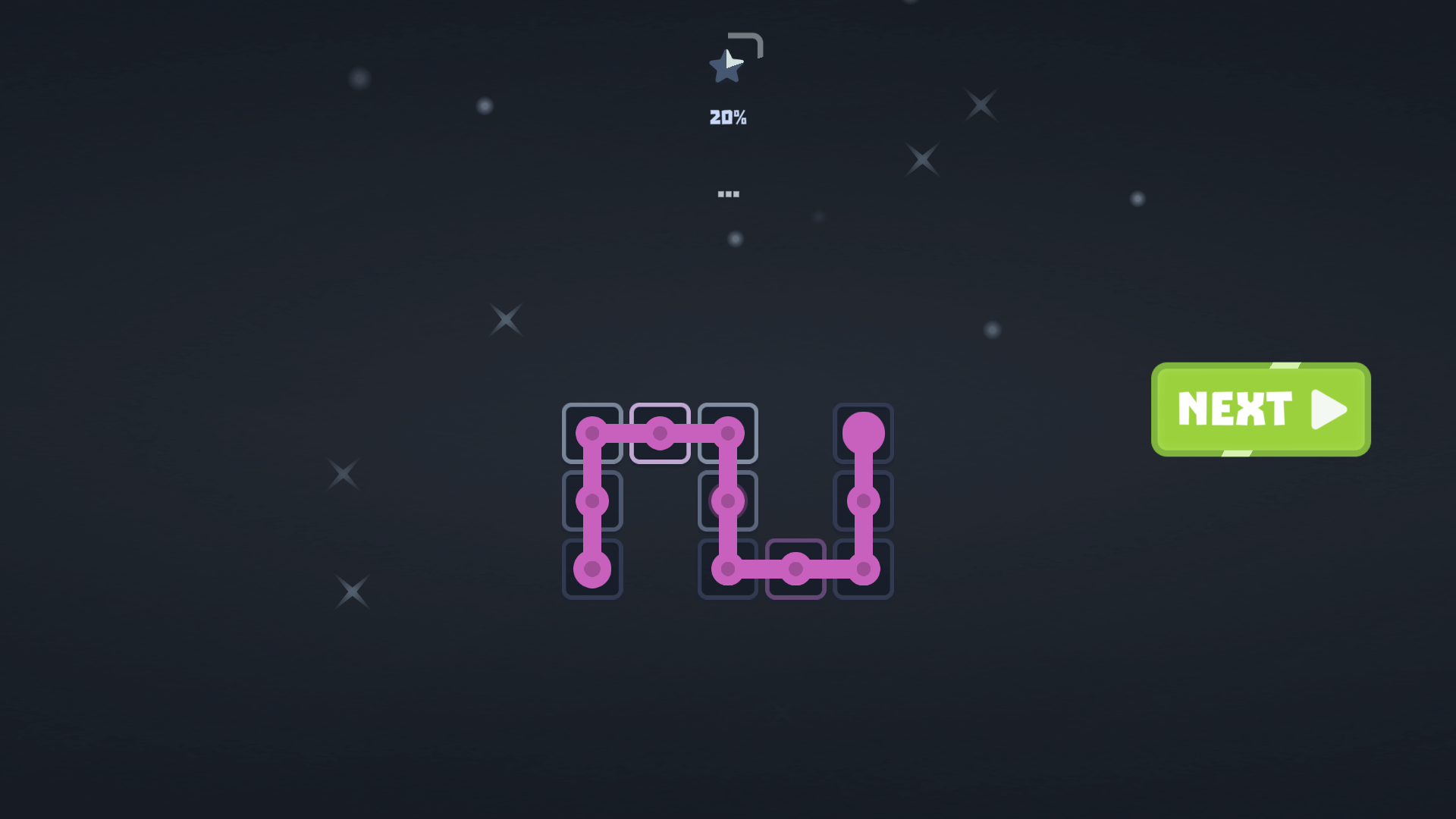 Completed level in Cosmos Lines with all lines correctly placed